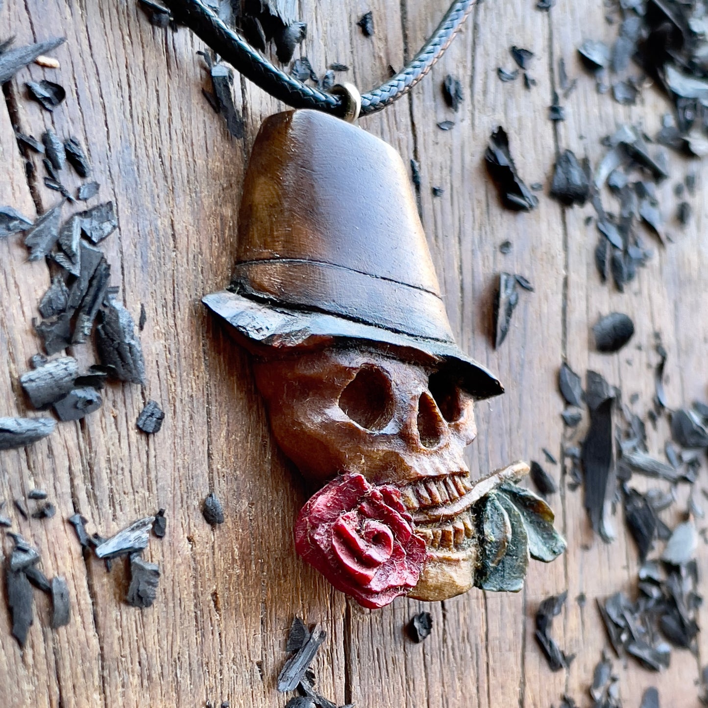 Skull With Rose Pendant