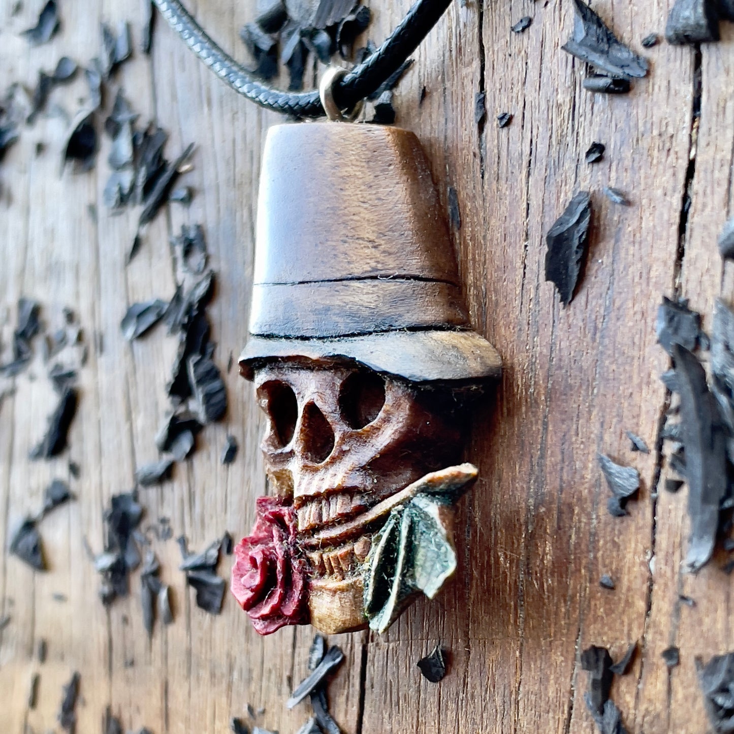 Skull With Rose Pendant
