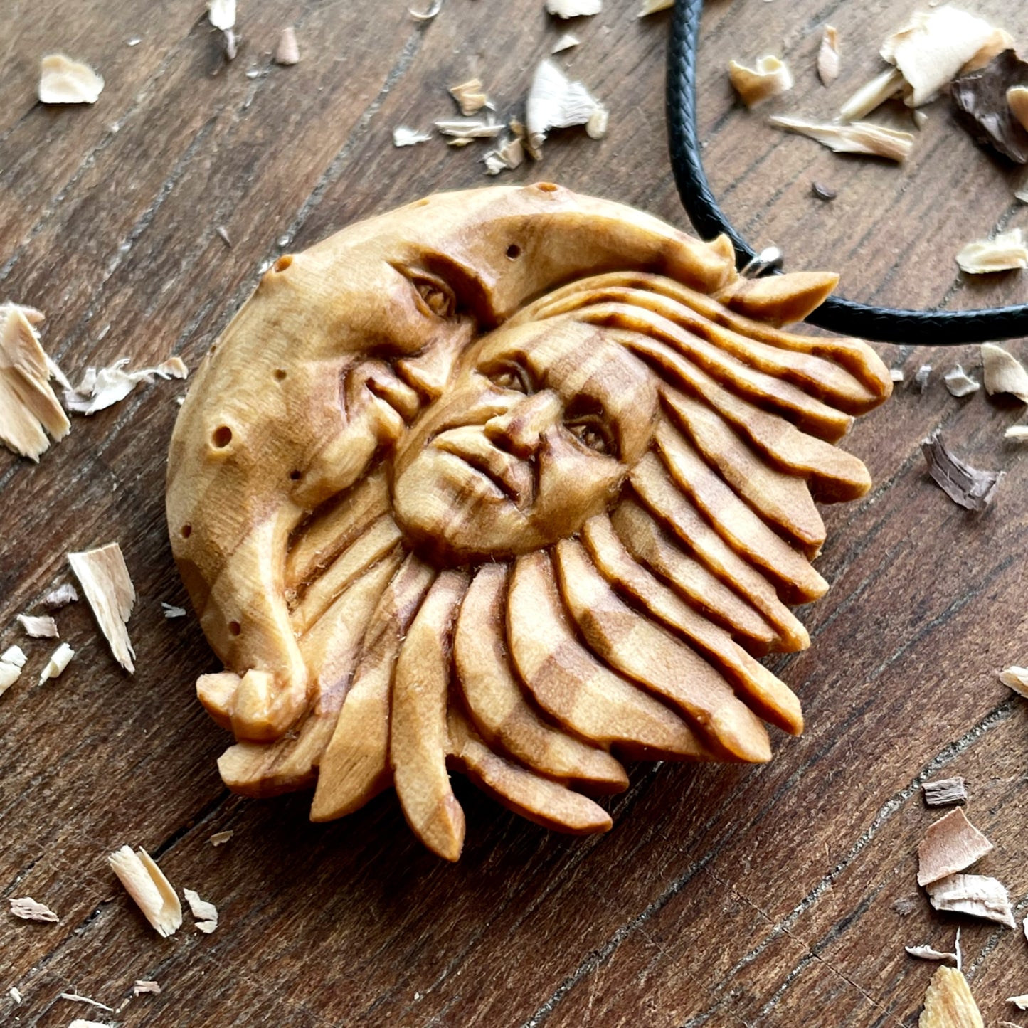 Sun And Moon Olive Wood Pendant