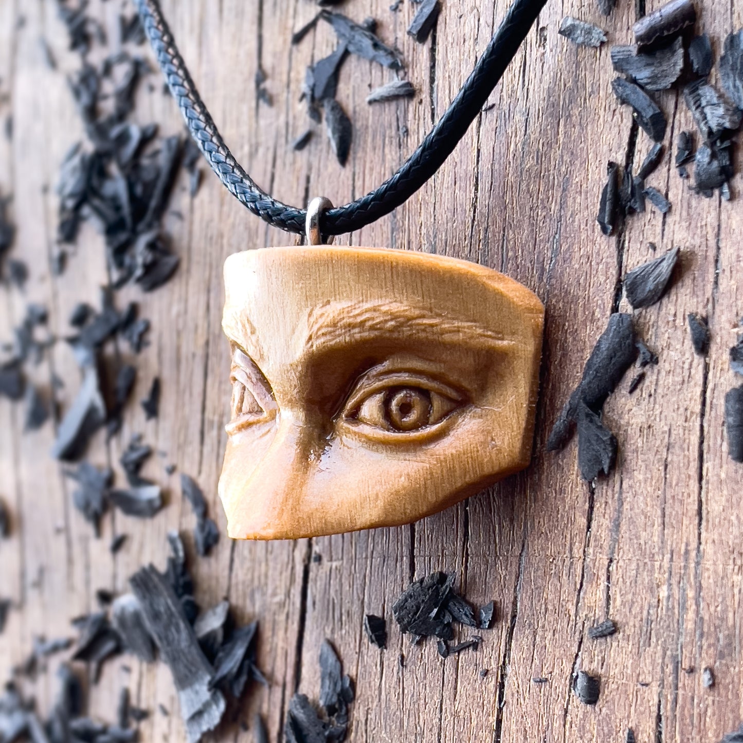 Eyes Olive Wood Pendant