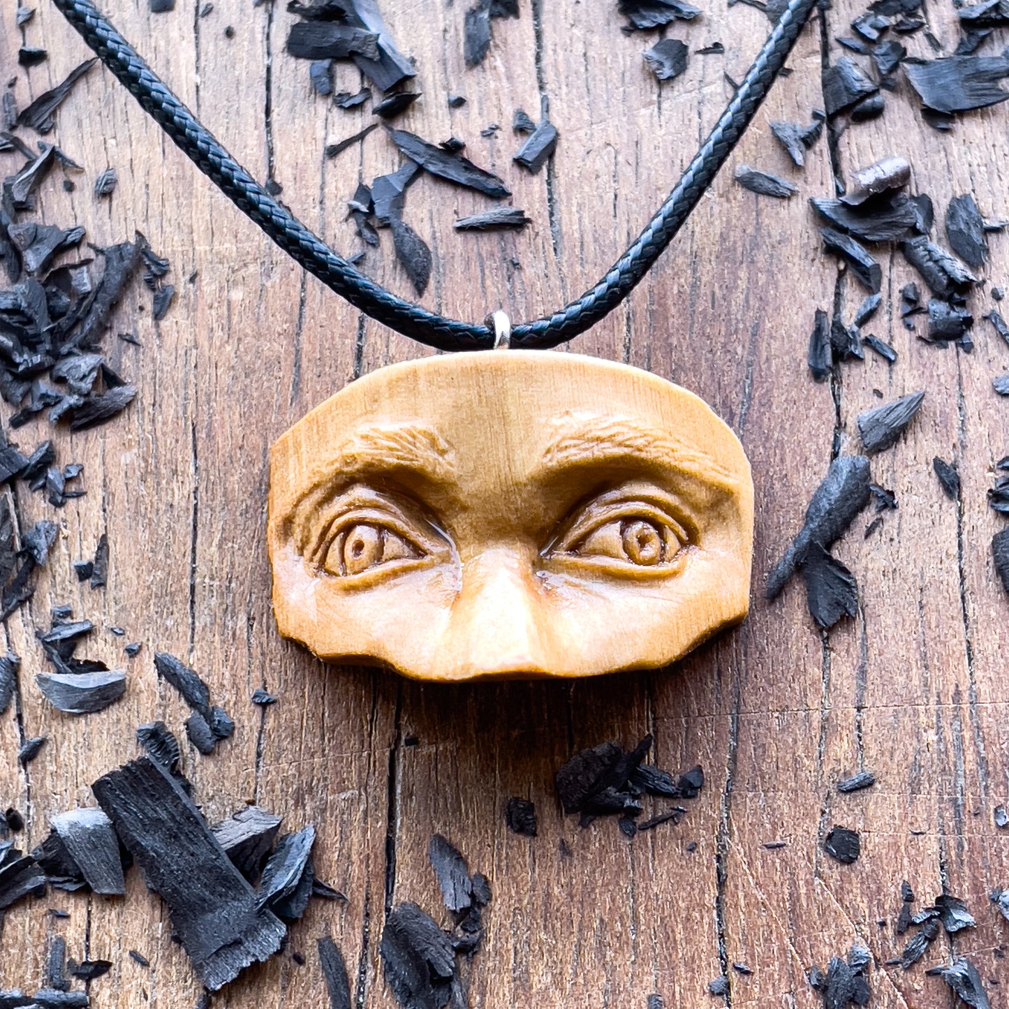 Eyes Olive Wood Pendant