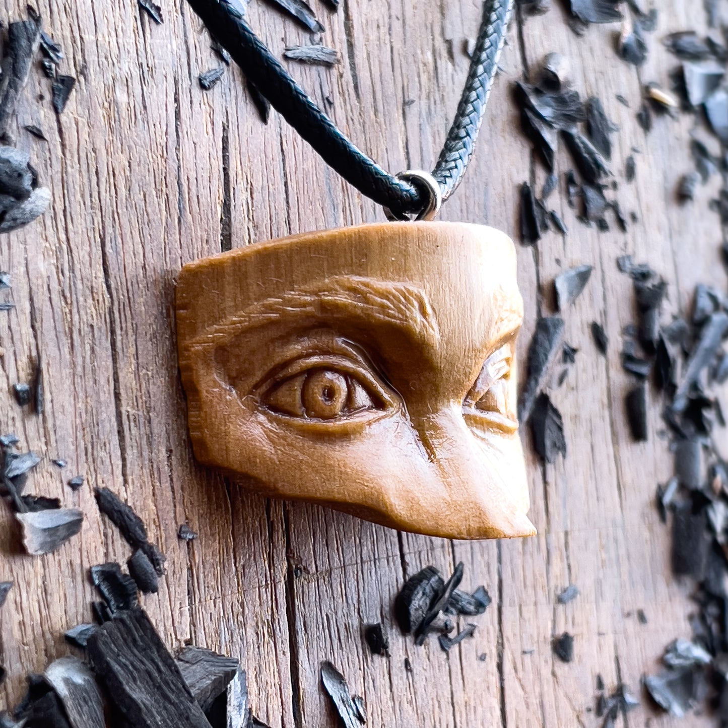 Eyes Olive Wood Pendant