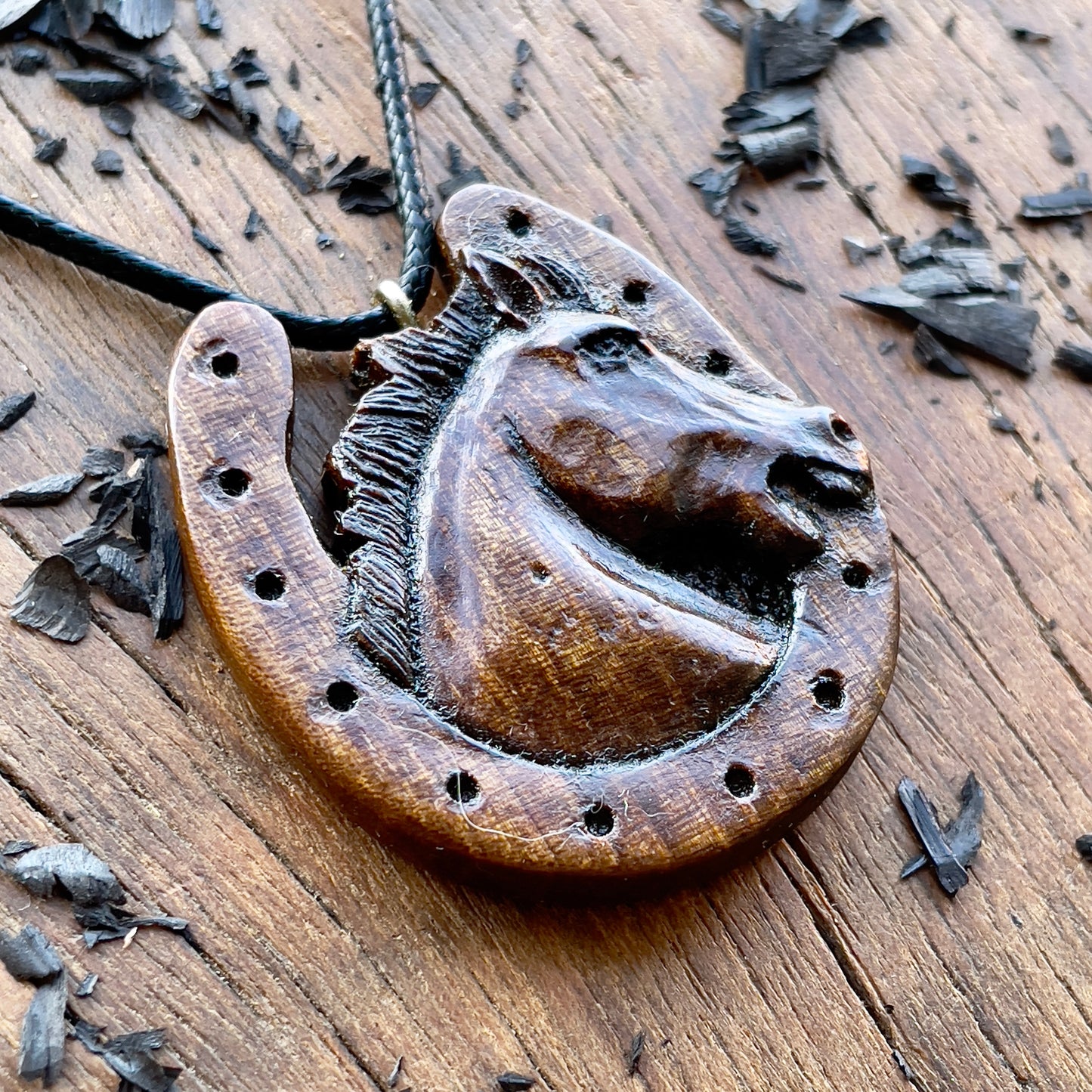 Horse Head in Horseshoe Pendant