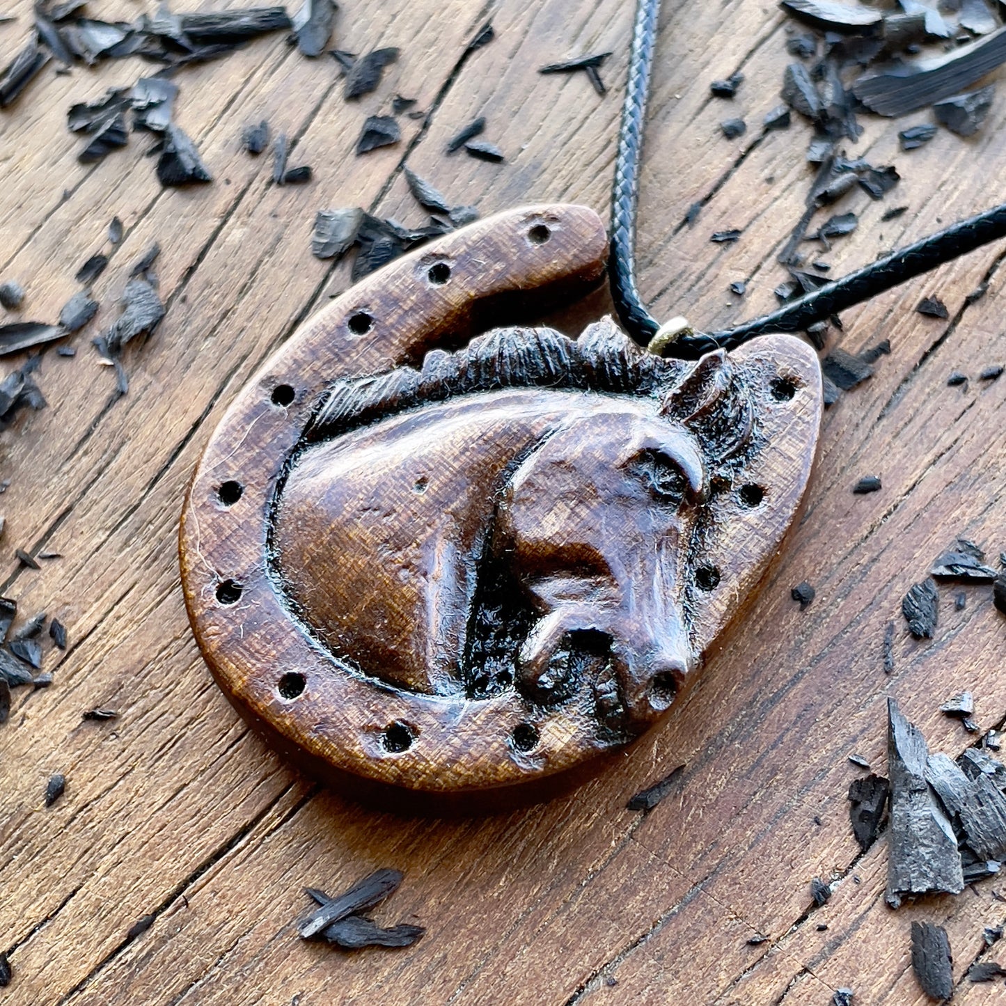 Horse Head in Horseshoe Pendant