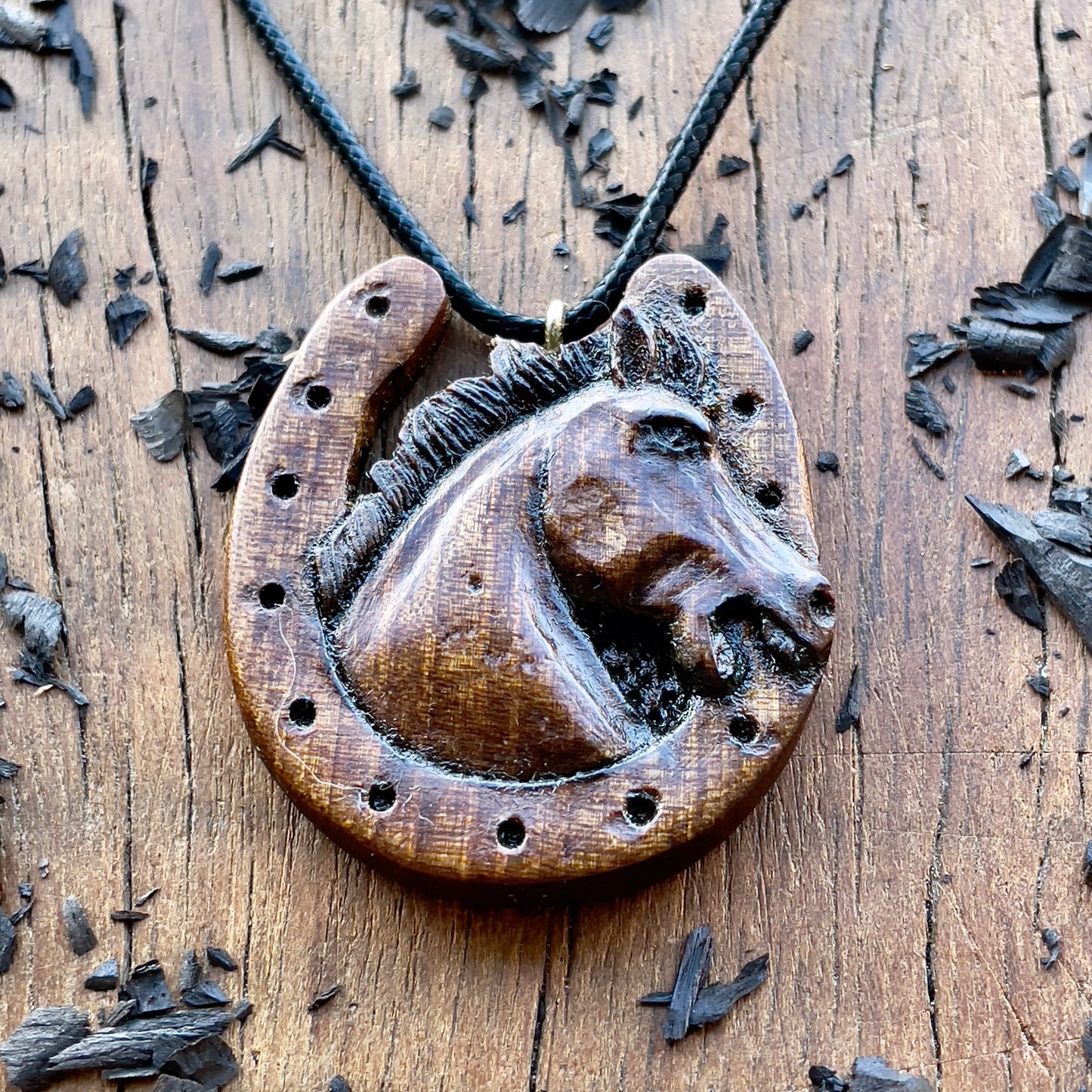 Horse Head in Horseshoe Pendant
