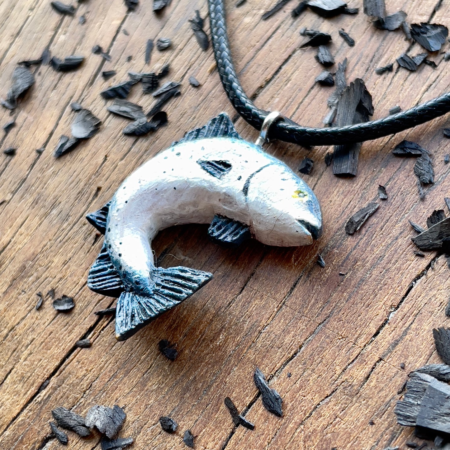 Salmon Walnut Wood Pendant