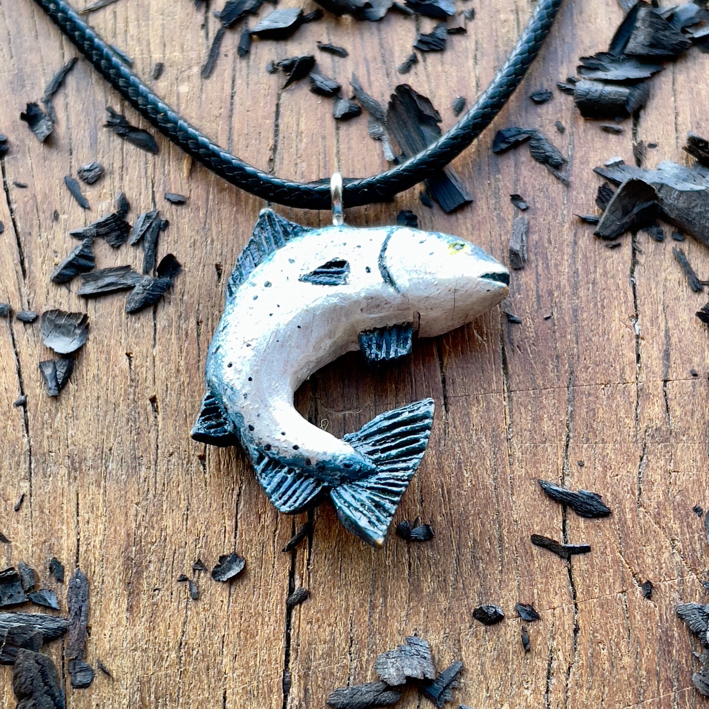 Salmon Walnut Wood Pendant