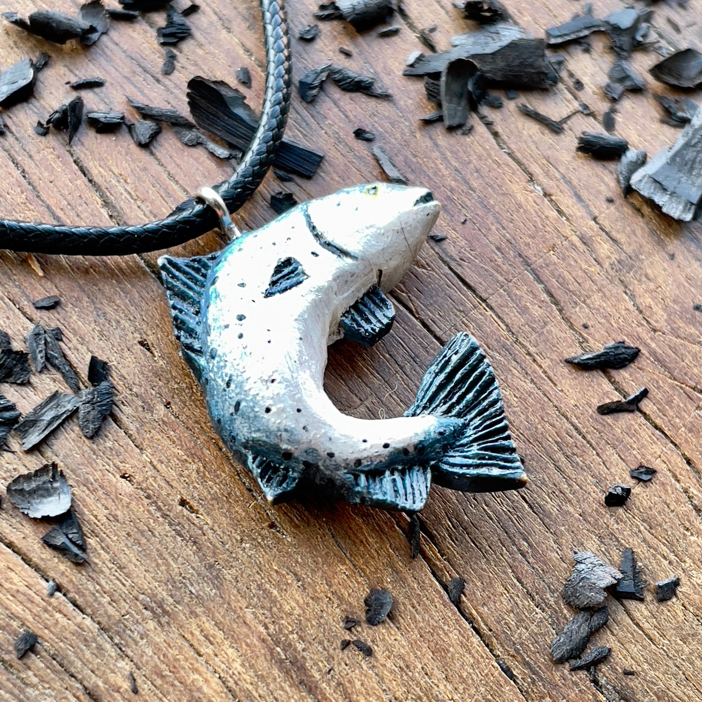 Salmon Walnut Wood Pendant