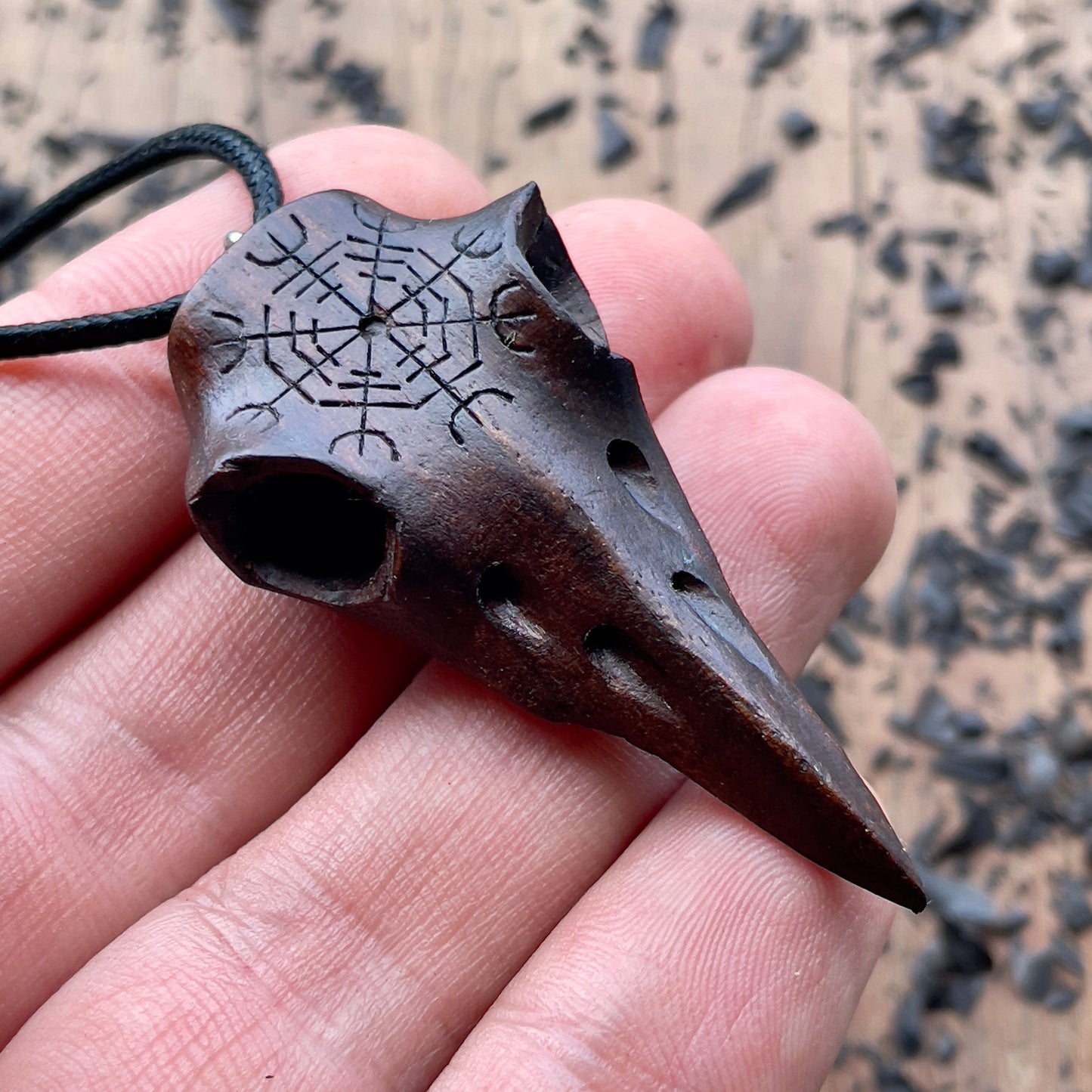 Raven Skull “Helm of Awe” Pendant