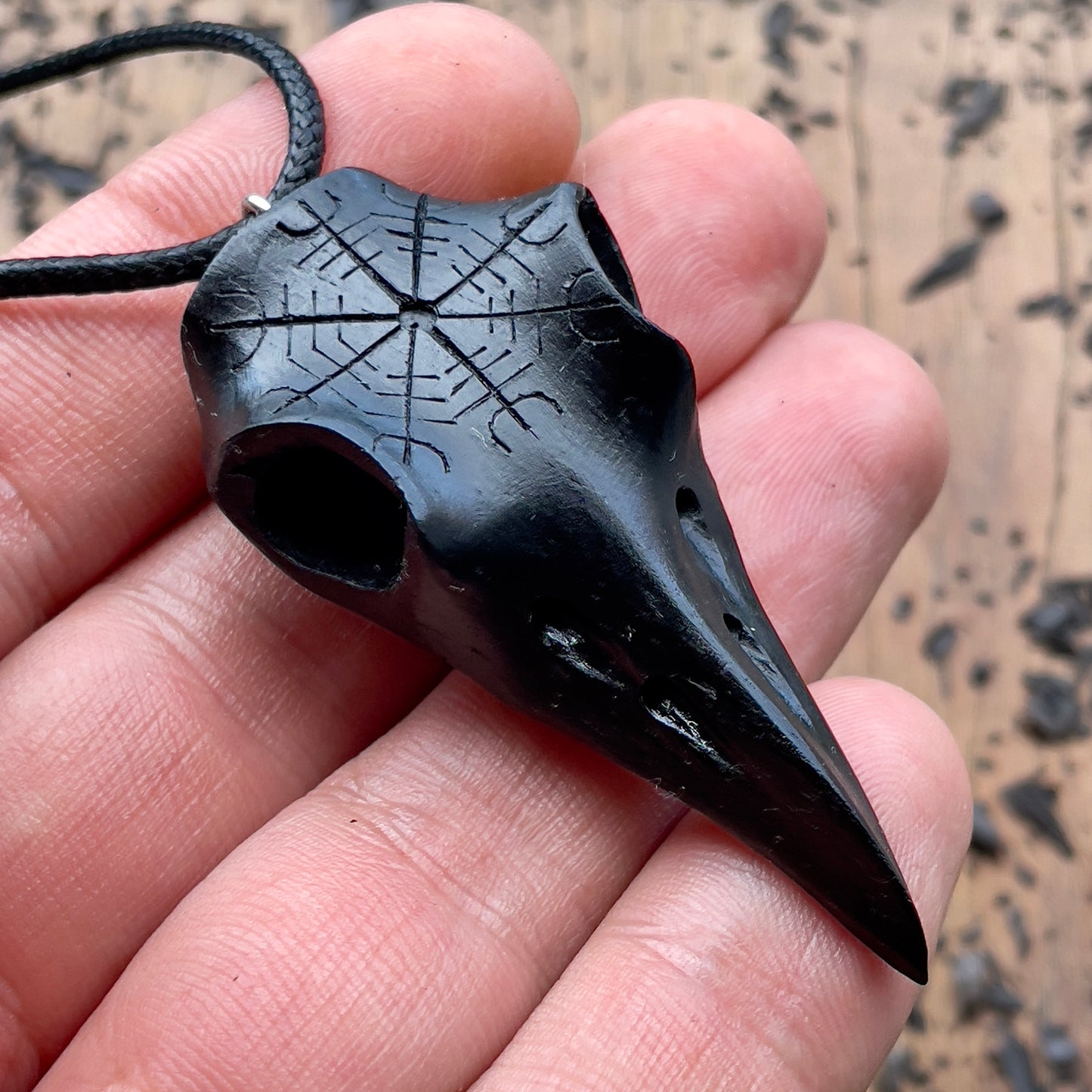 Raven Skull “Helm of Awe” Pendant