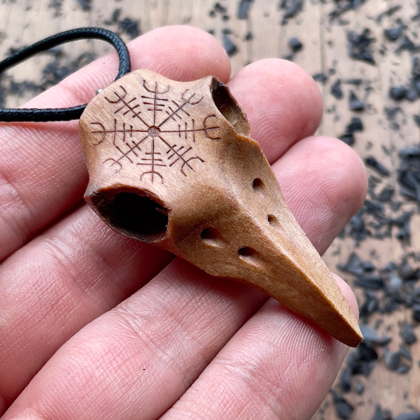 Raven Skull “Helm of Awe” Pendant