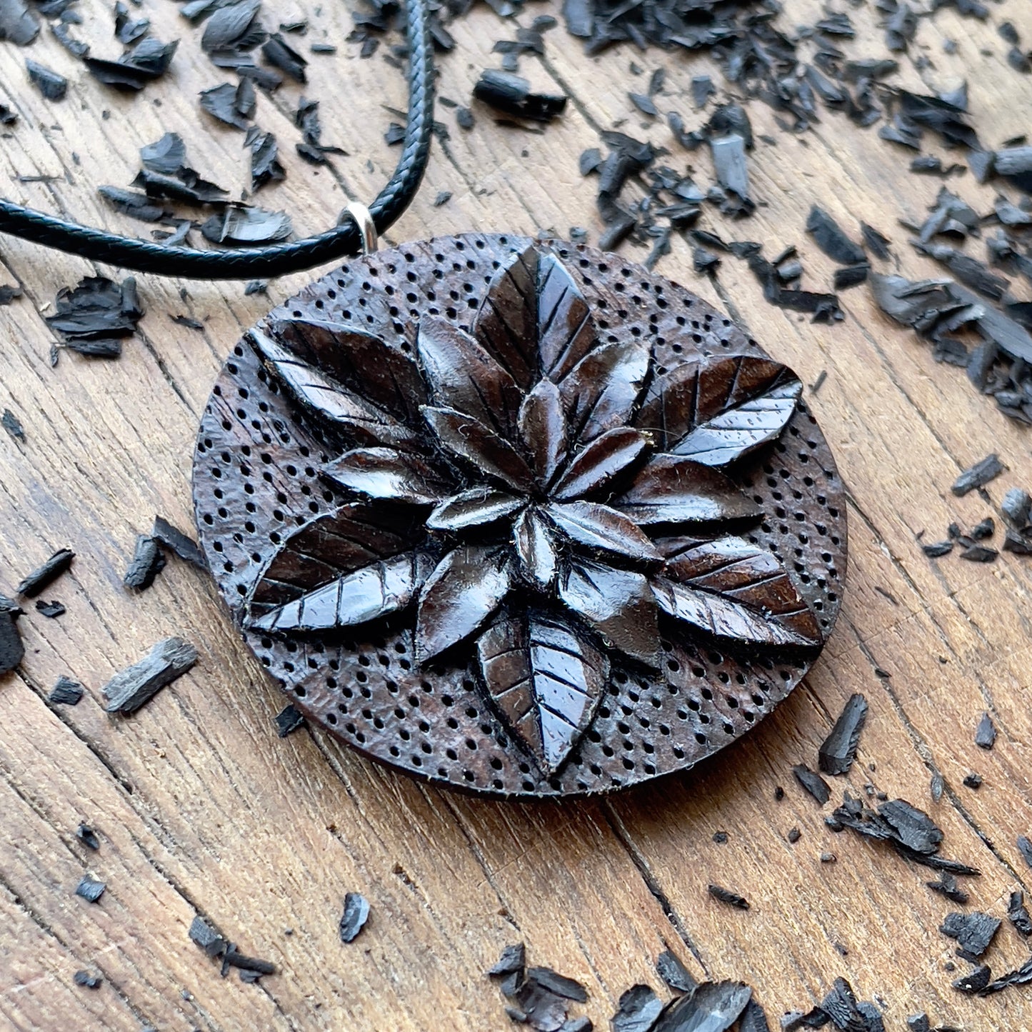 Flower Walnut Wood Pendant