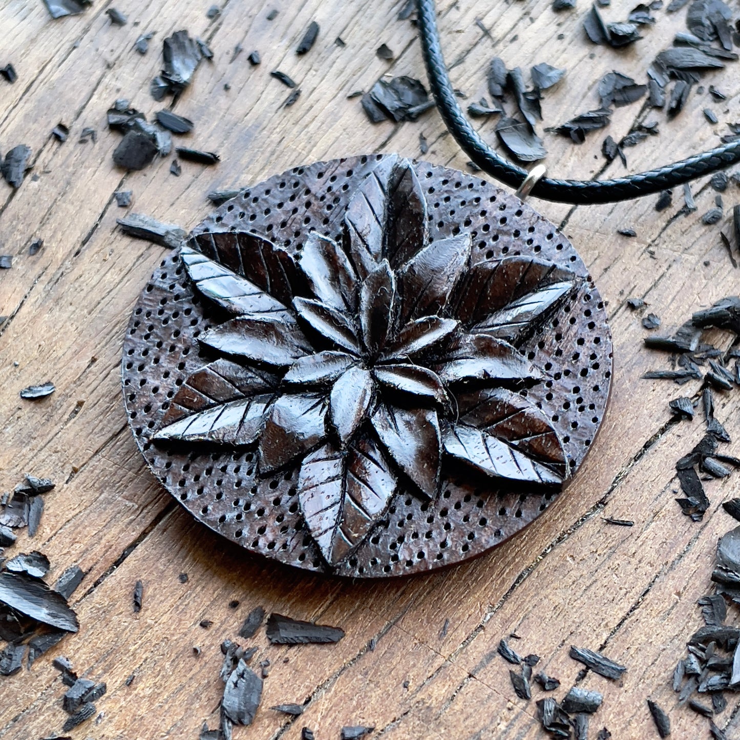 Flower Walnut Wood Pendant