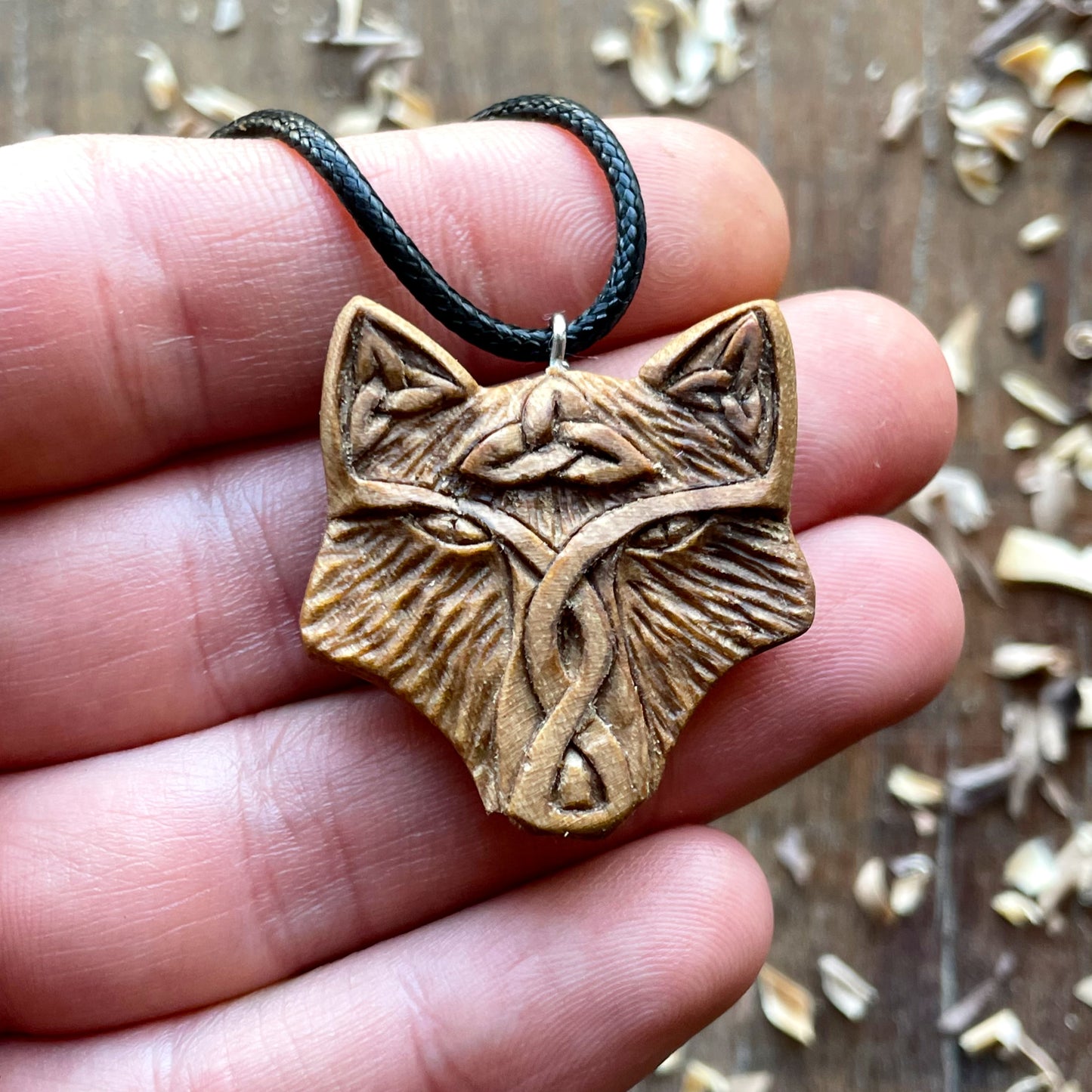 Celtic Fox Triquetra and Triskelion Pendant