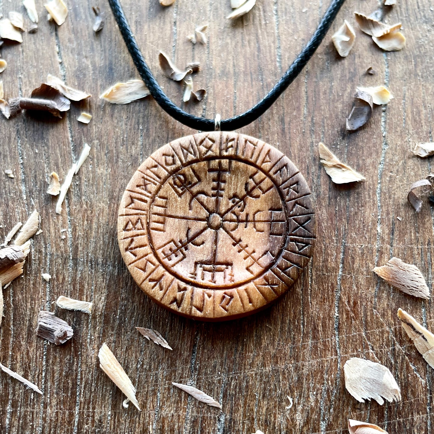 Runes Wood Pendant