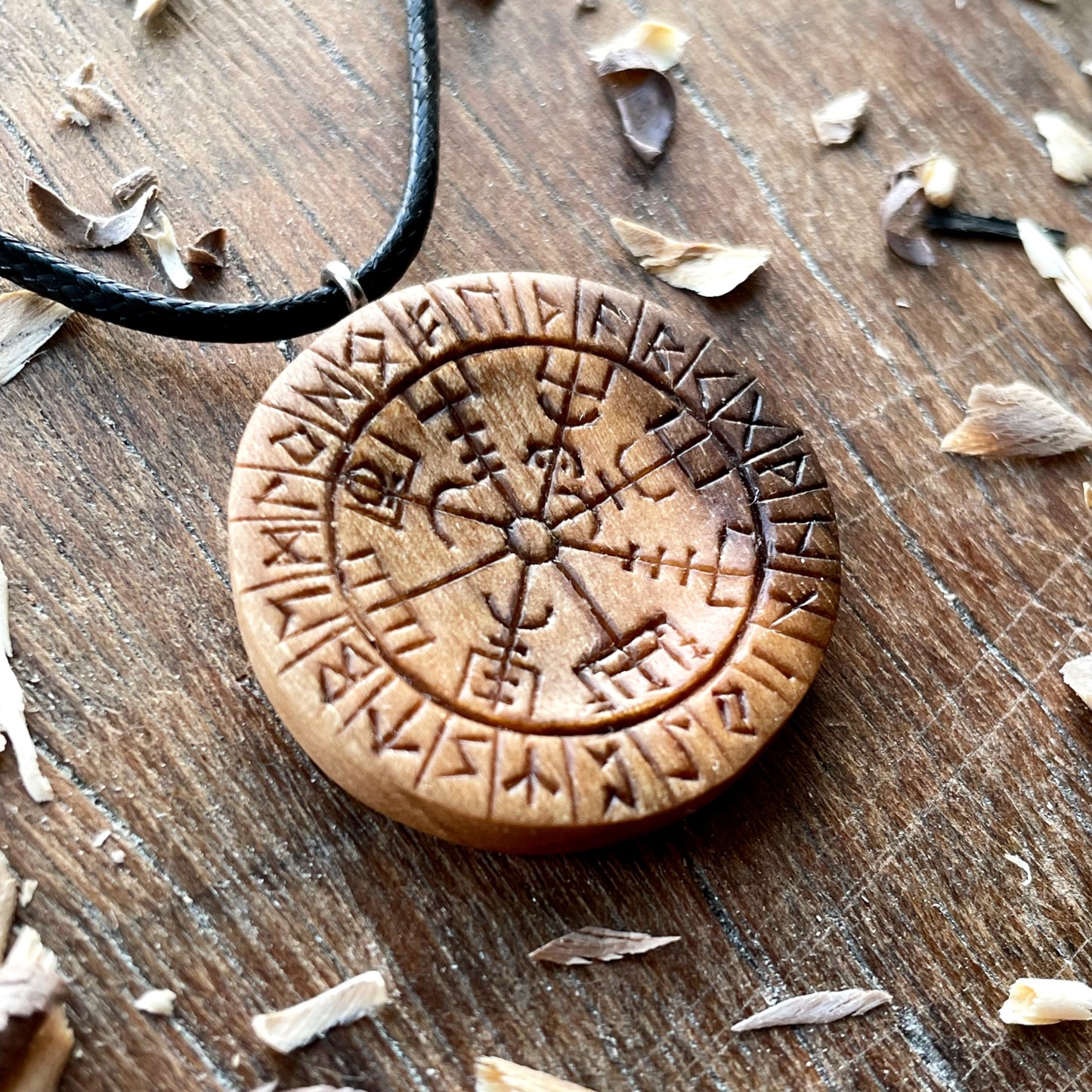 Runes Wood Pendant