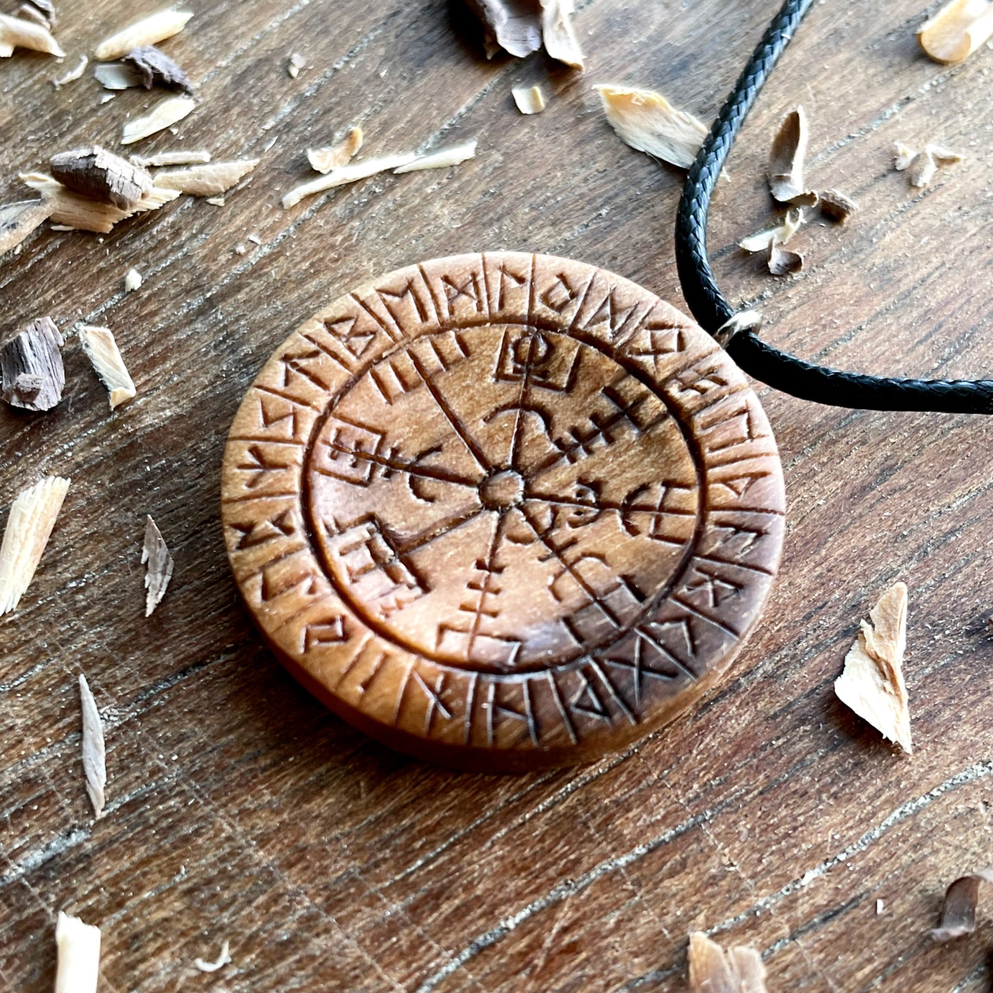 Runes Wood Pendant