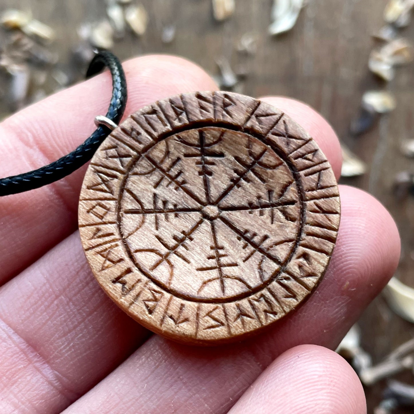 Runes Wood Pendant