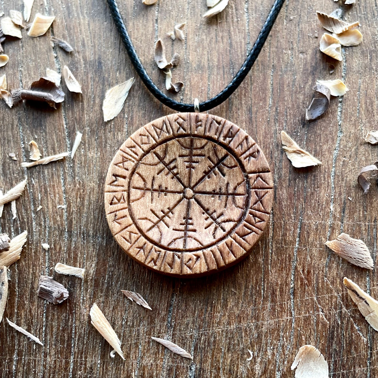 Runes Wood Pendant