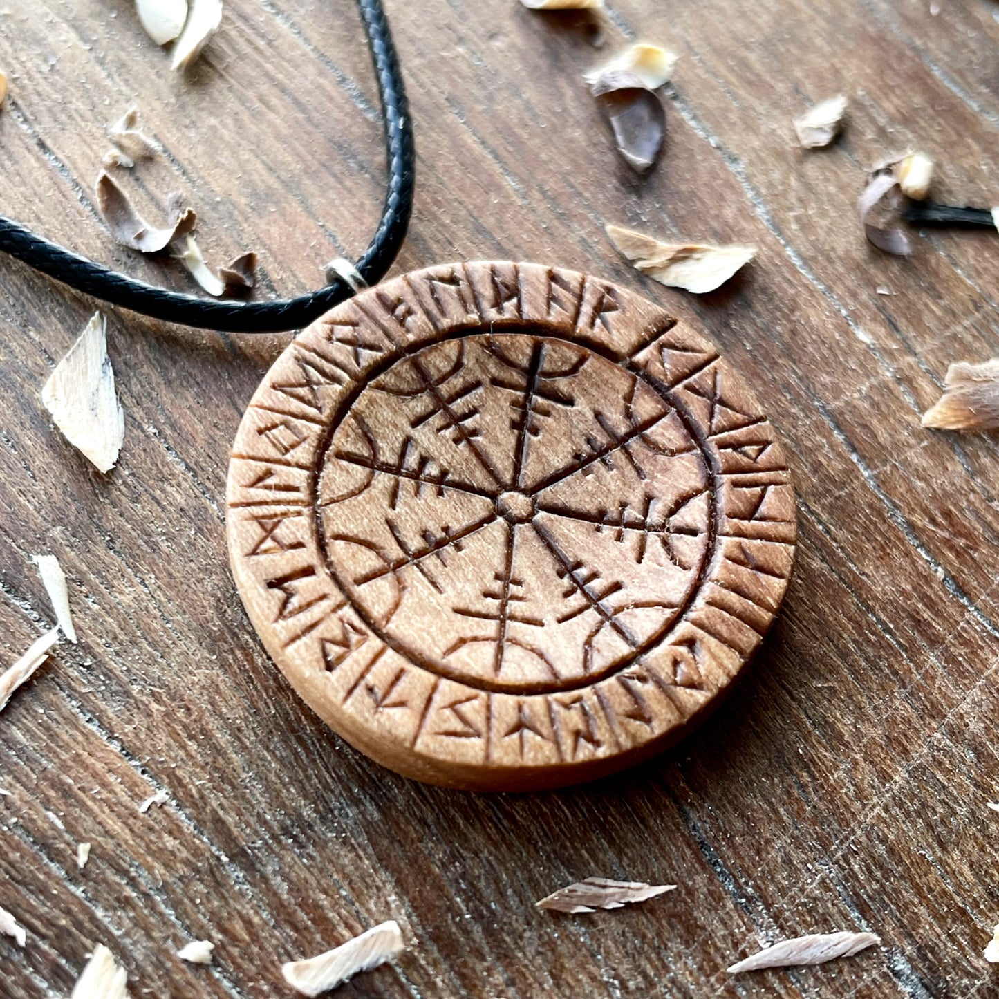 Runes Wood Pendant