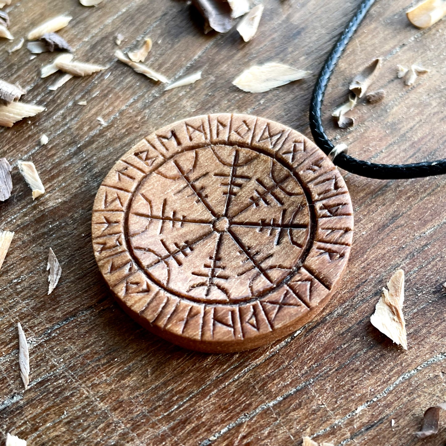 Runes Wood Pendant