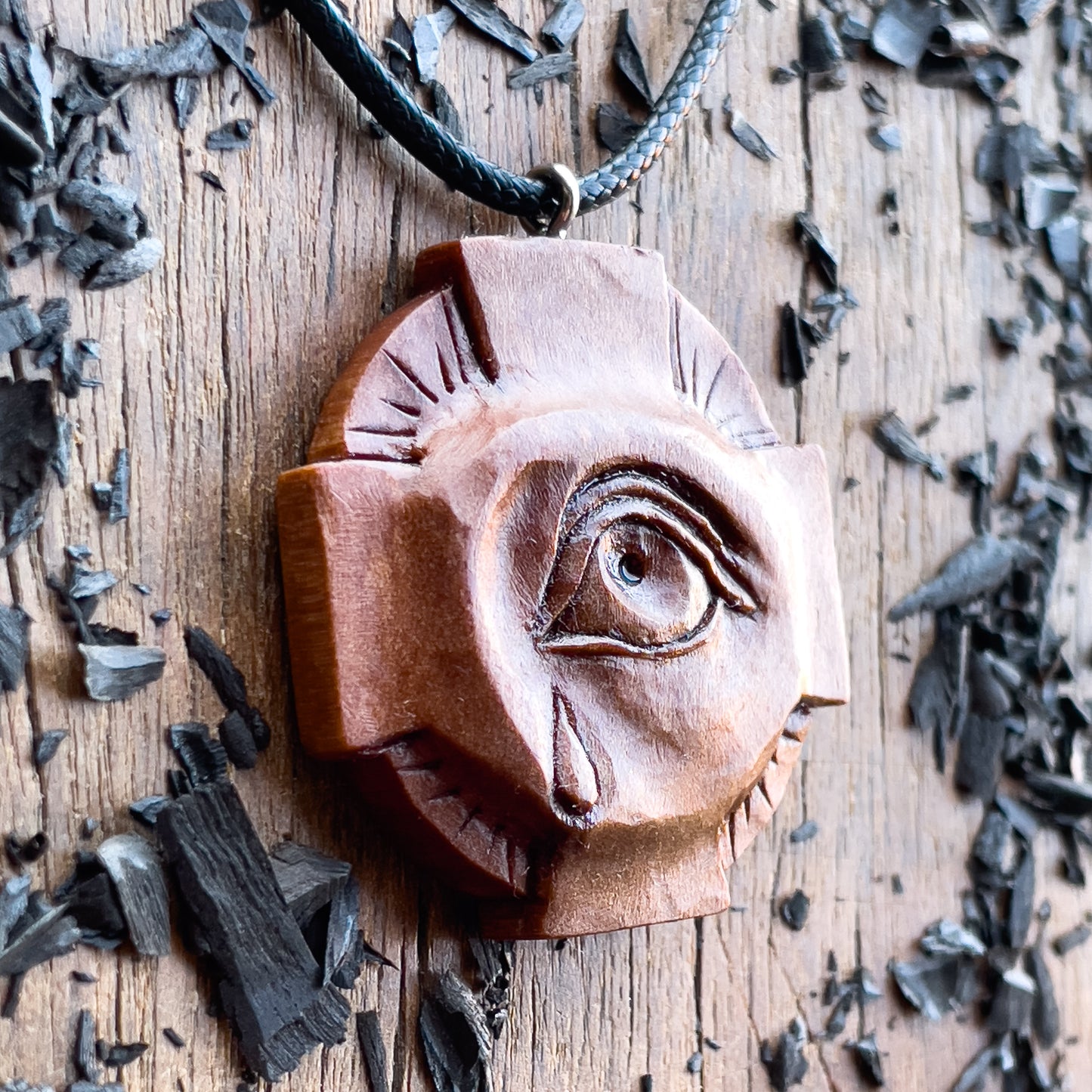 Eye On The Cross Pear Wood Pendant