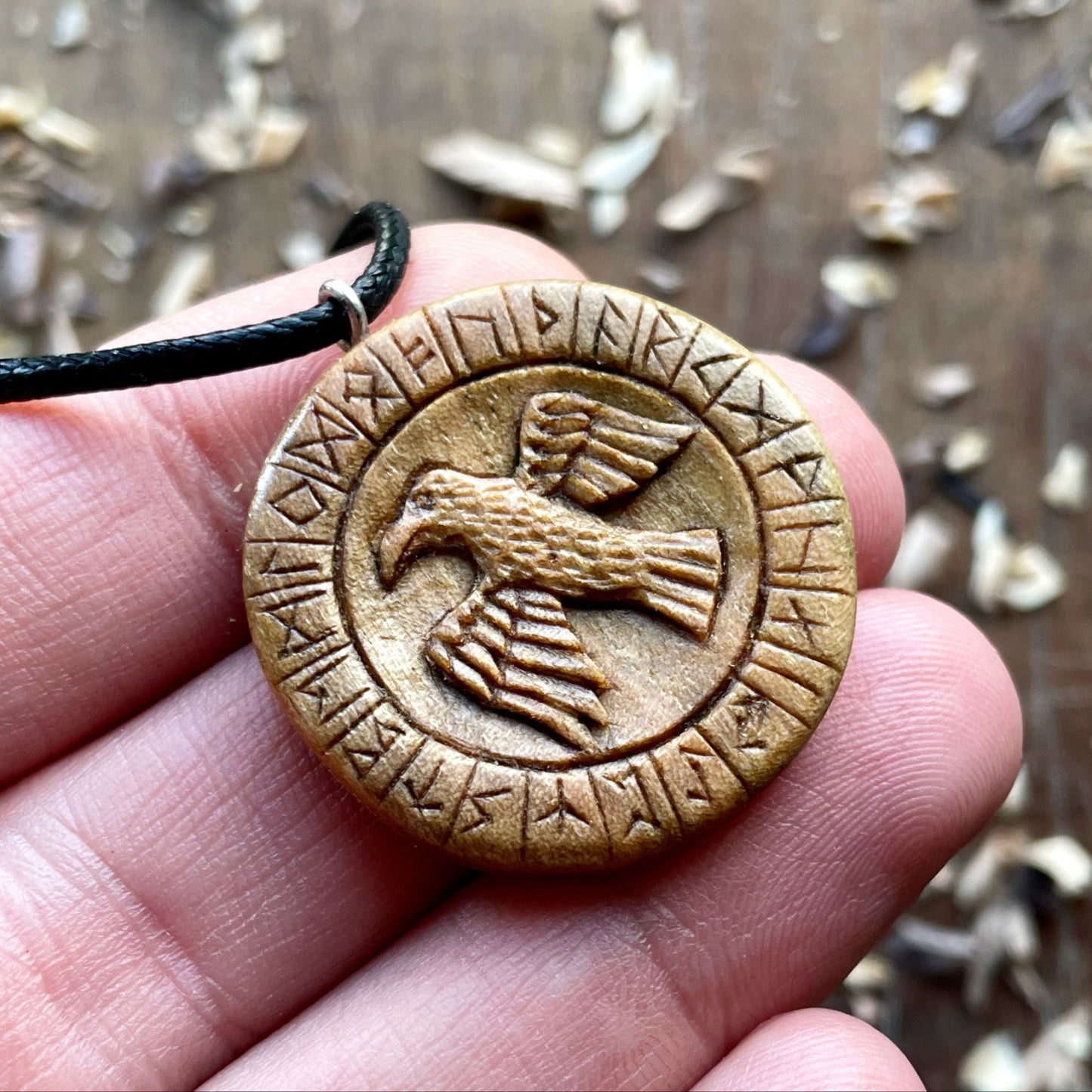 Runes Wood Pendant