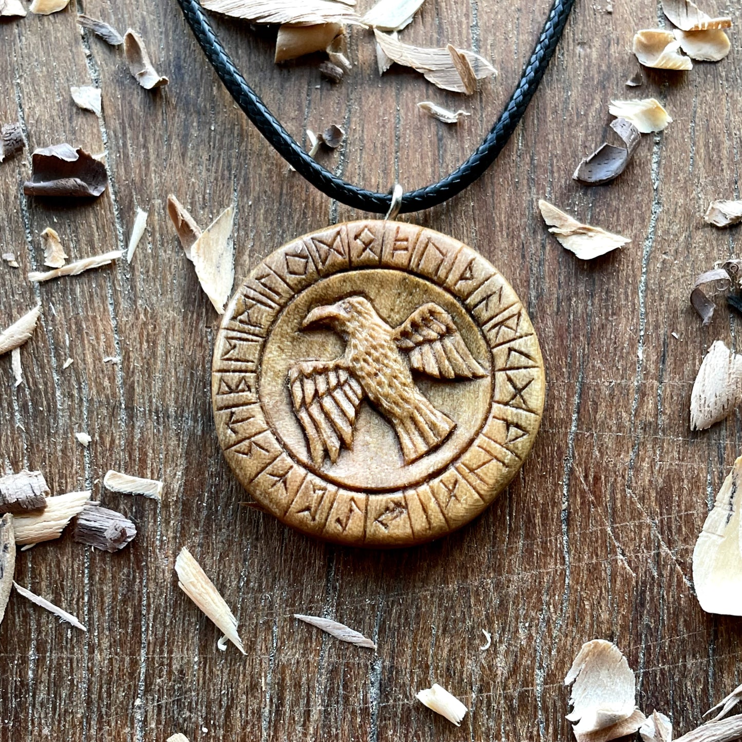 Runes Wood Pendant