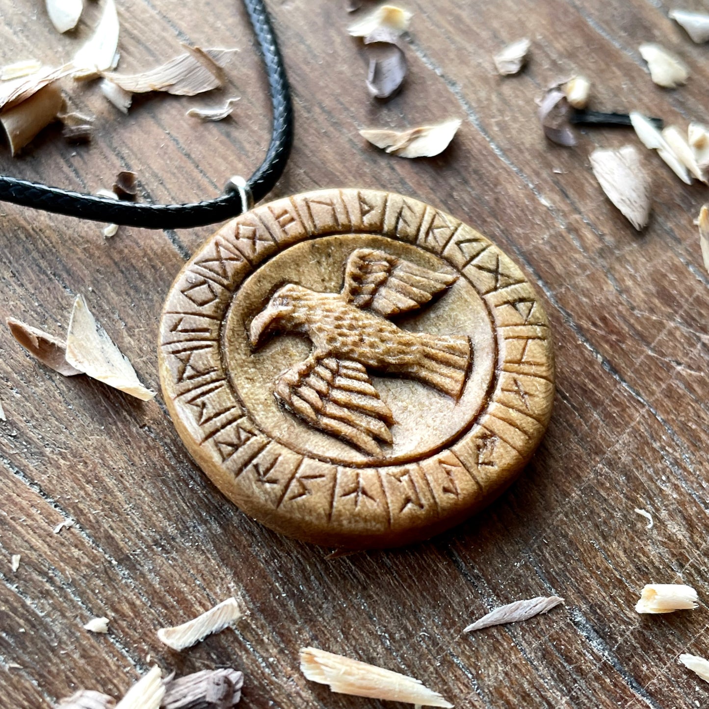 Runes Wood Pendant