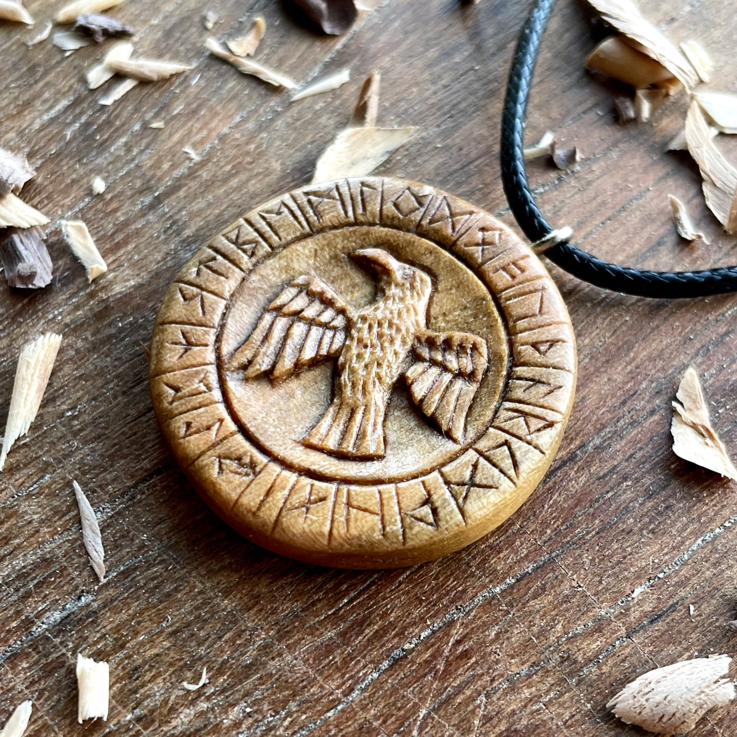 Runes Wood Pendant