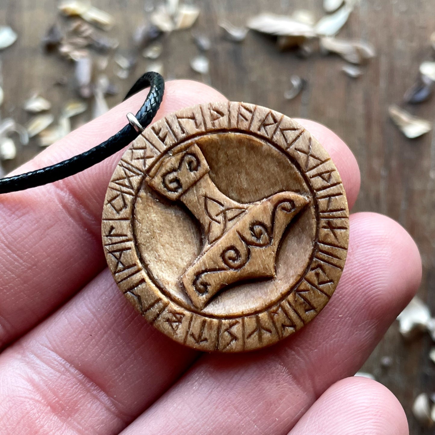 Runes Wood Pendant