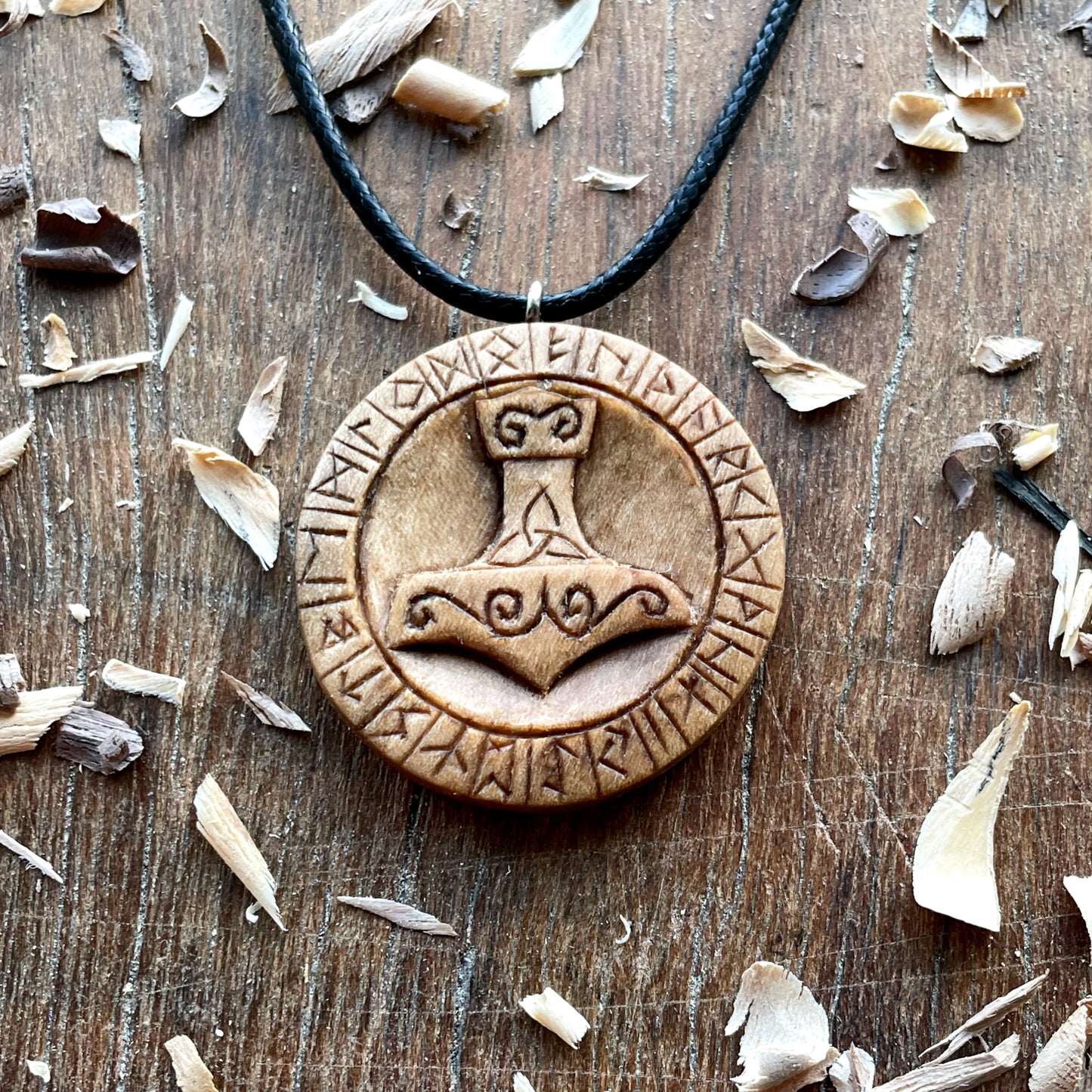 Runes Wood Pendant