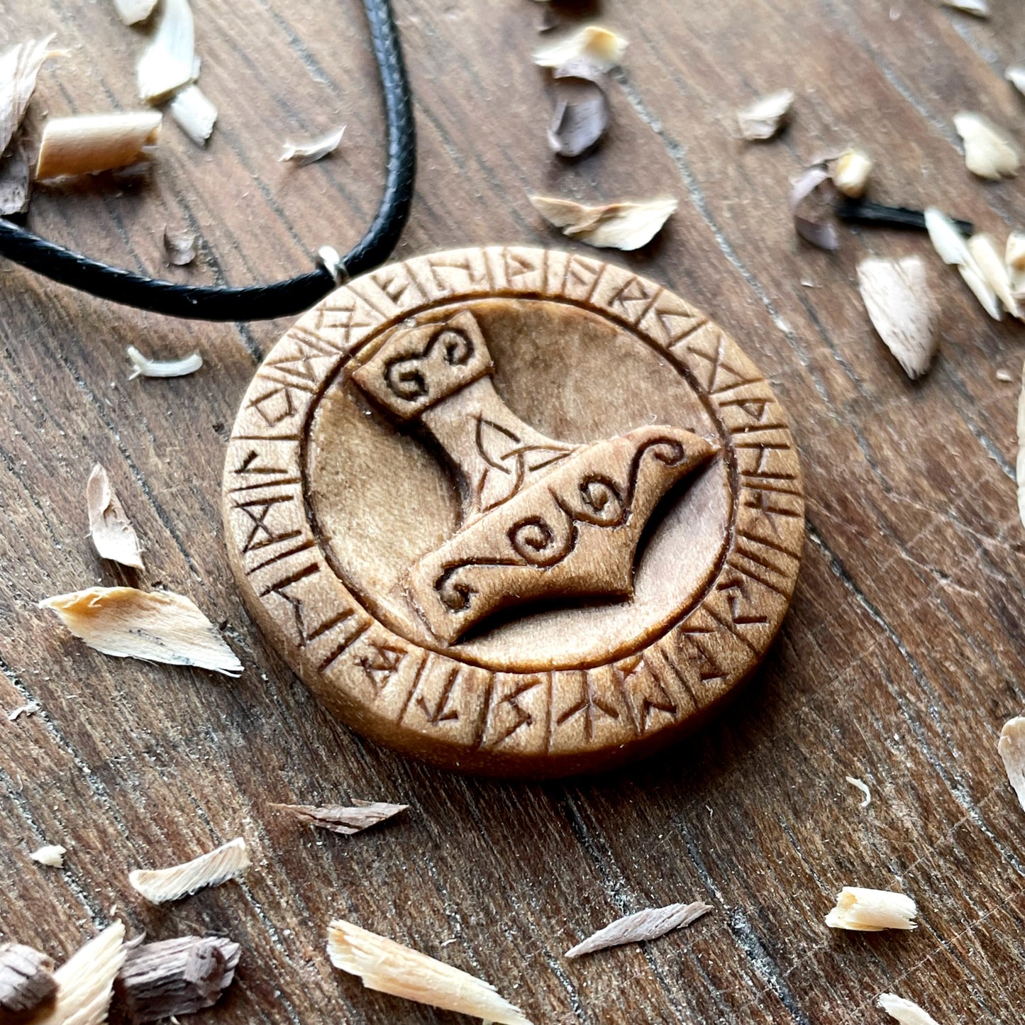 Runes Wood Pendant