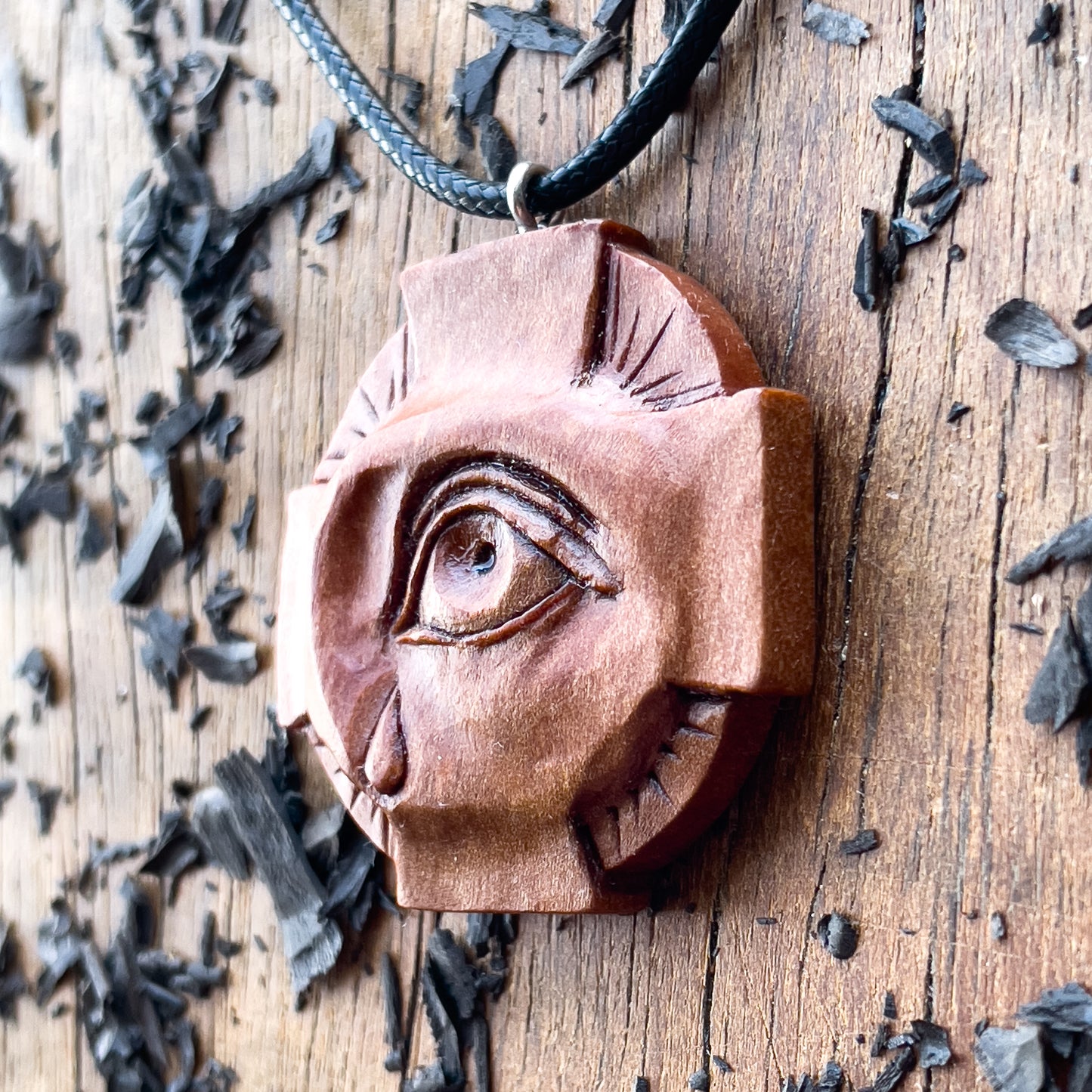 Eye On The Cross Pear Wood Pendant