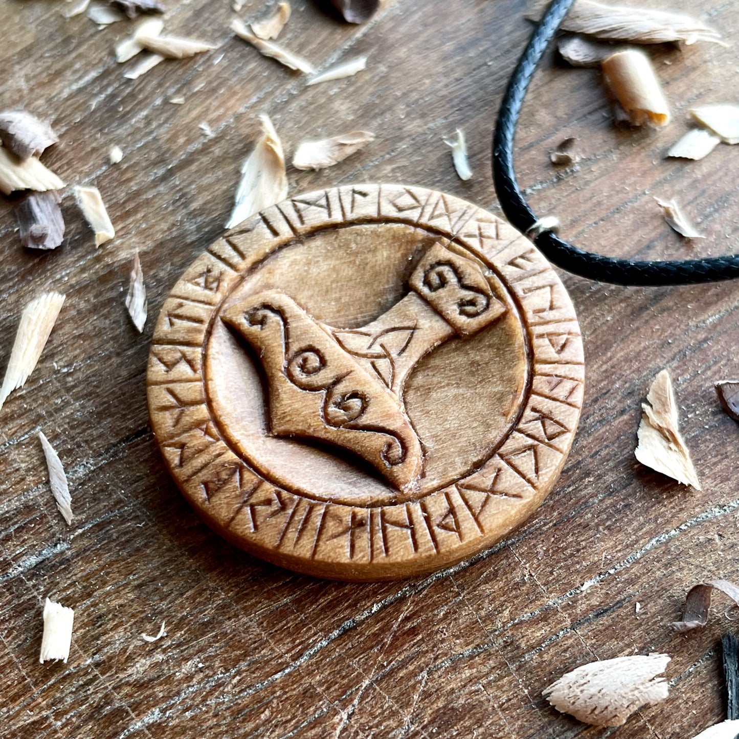 Runes Wood Pendant