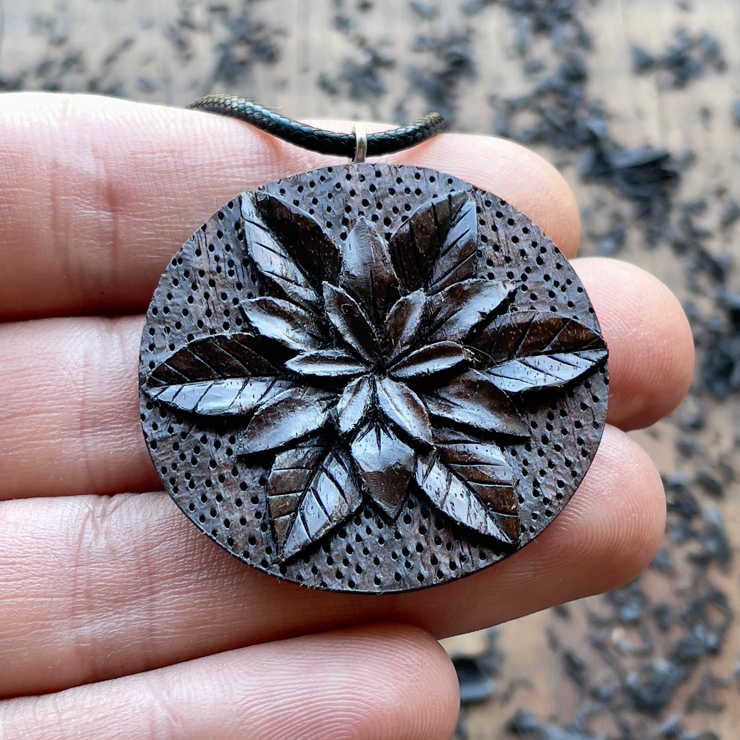 Flower Walnut Wood Pendant