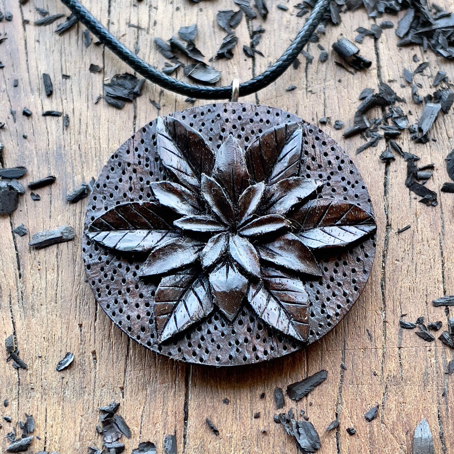 Flower Walnut Wood Pendant