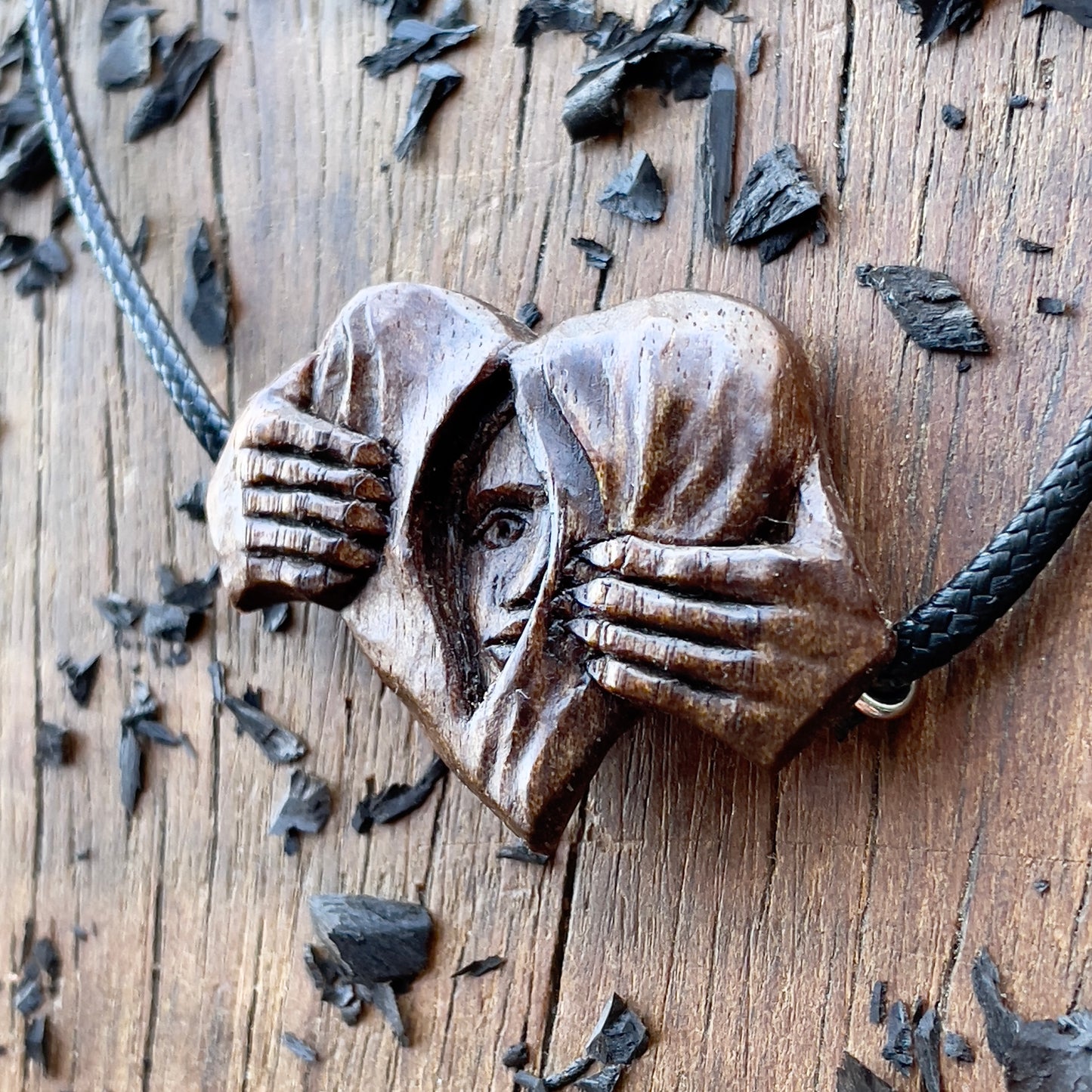Hands Opening Heart With Face Pendant