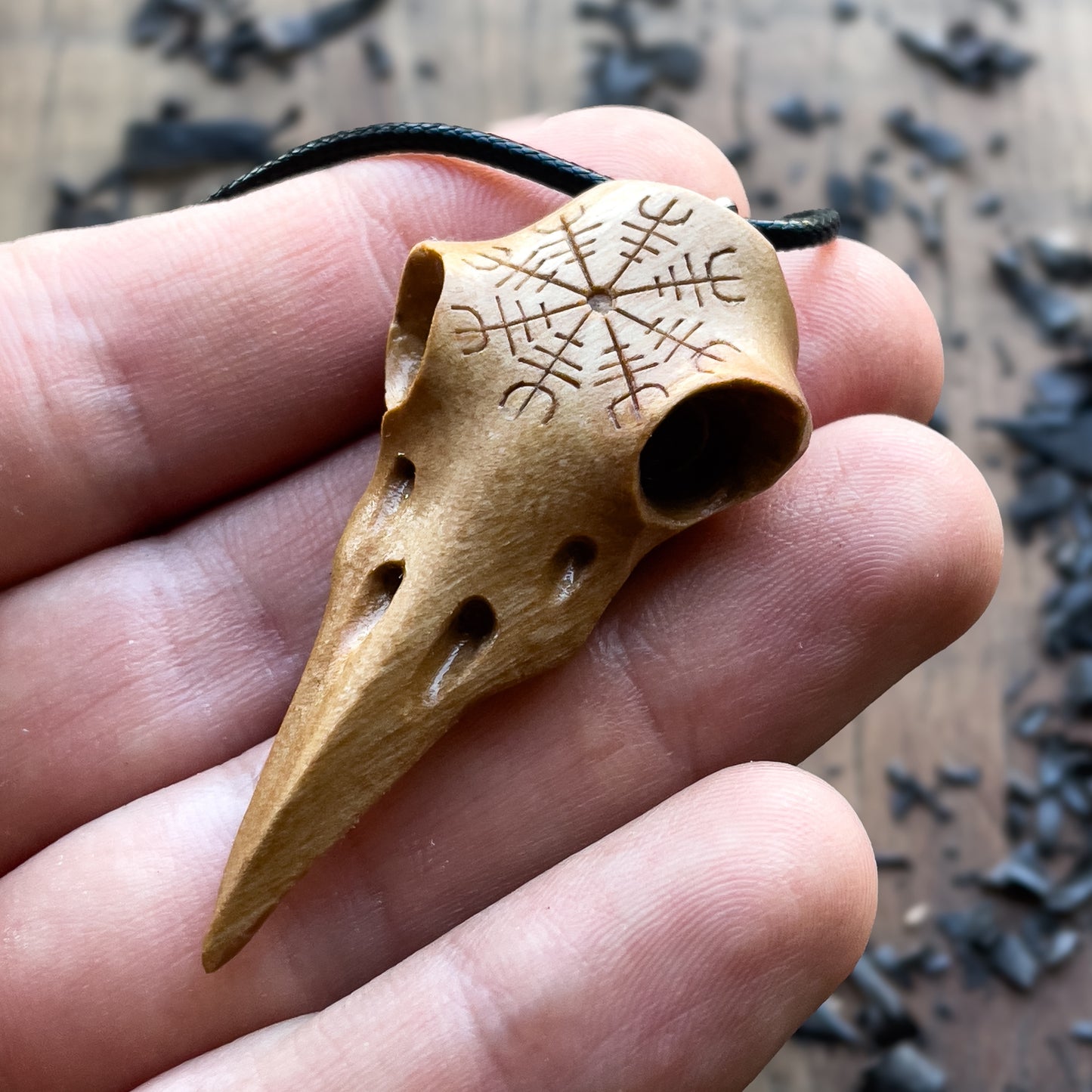 Raven Skull “Helm of Awe” Pendant