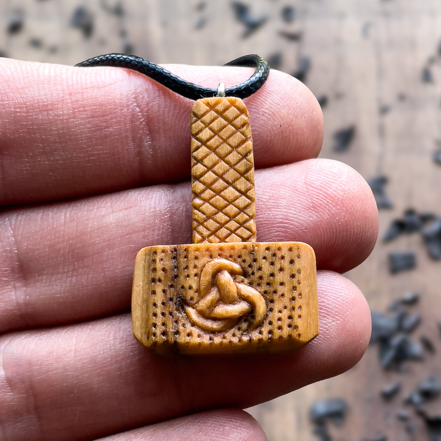 Mjolnir Olive Wood Pendant