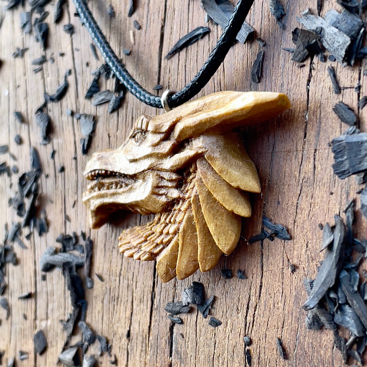 Dragon’s Head Walnut Wood Pendant