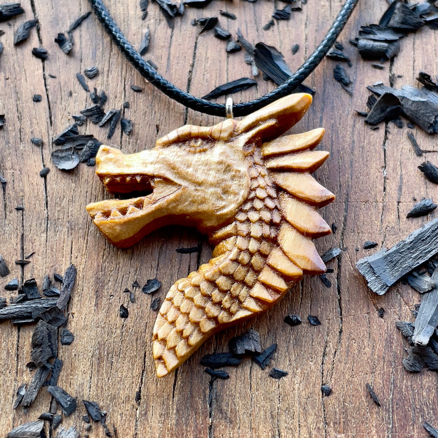 Dragon’s Head Olive Wood Pendant