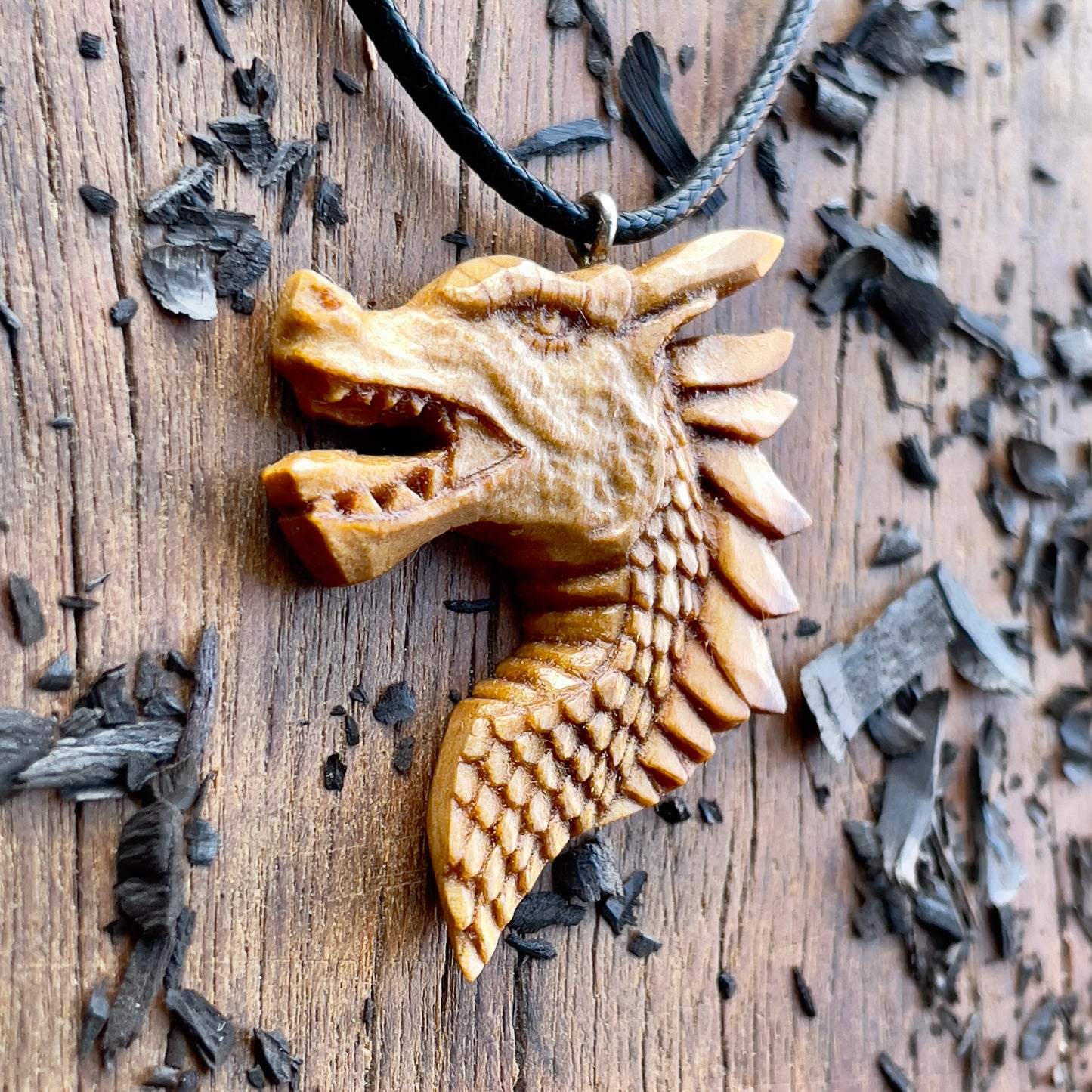 Dragon’s Head Olive Wood Pendant