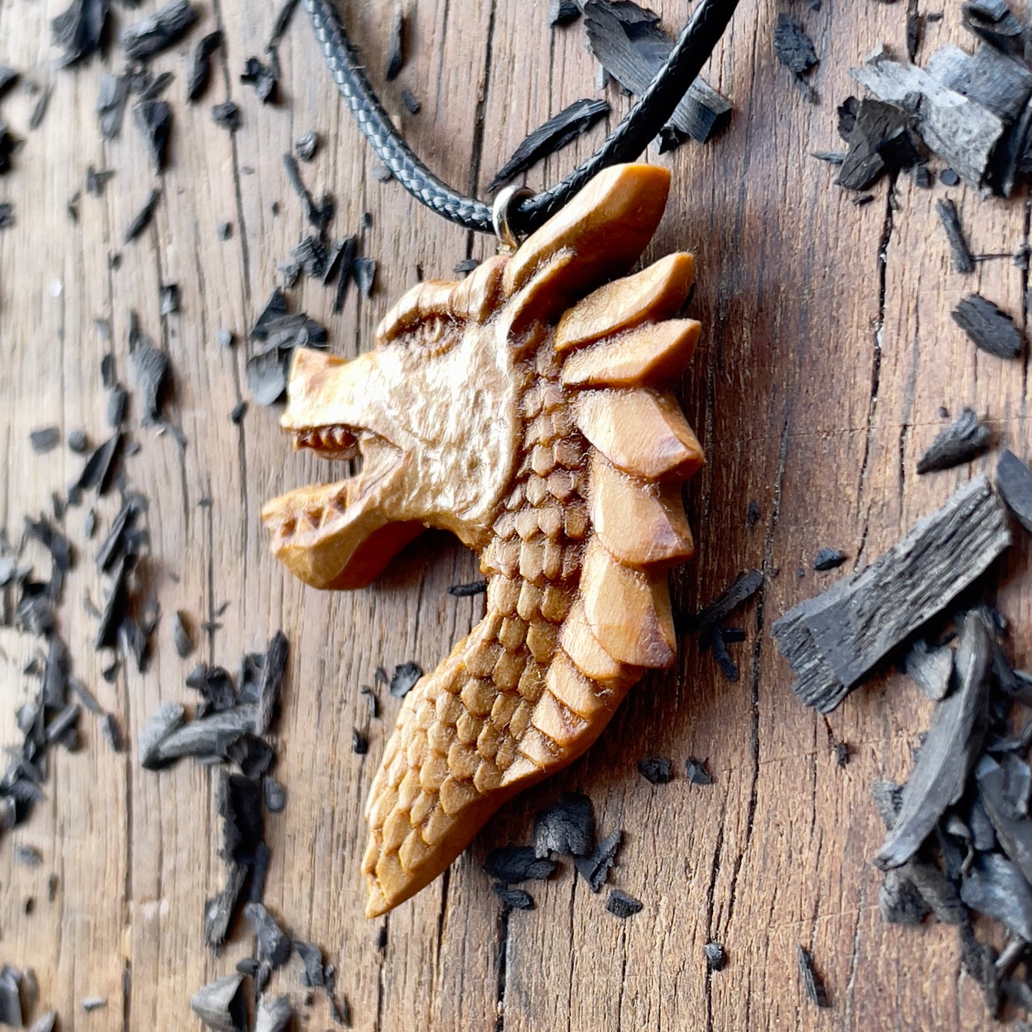 Dragon’s Head Olive Wood Pendant