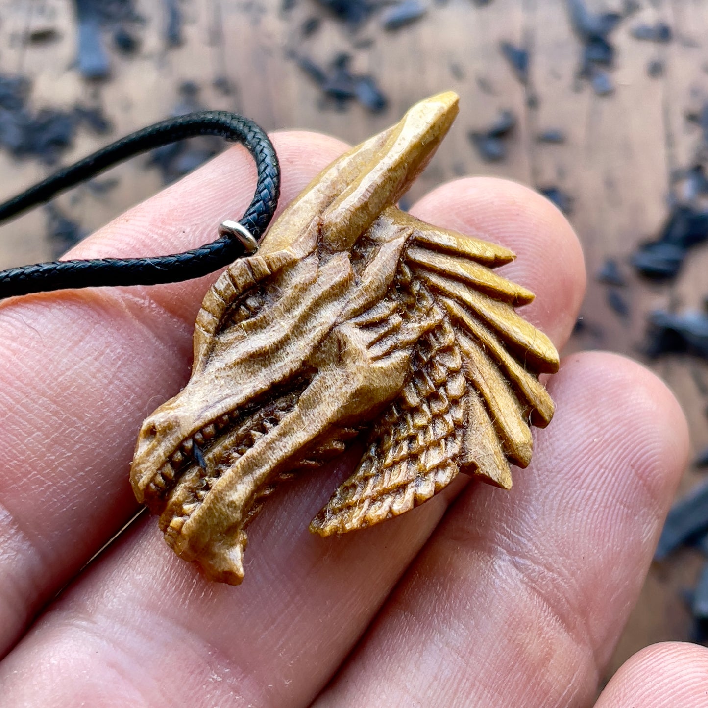 Dragon’s Head Walnut Wood Pendant