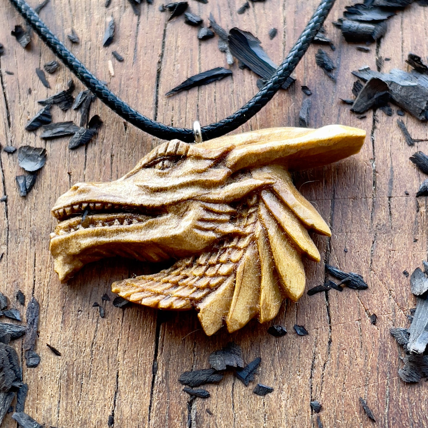 Dragon’s Head Walnut Wood Pendant