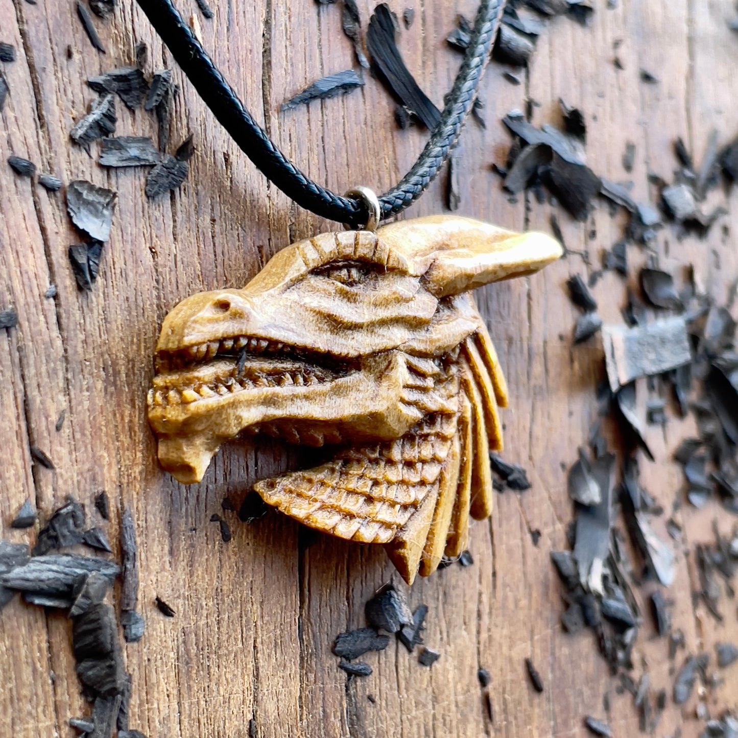 Dragon’s Head Walnut Wood Pendant