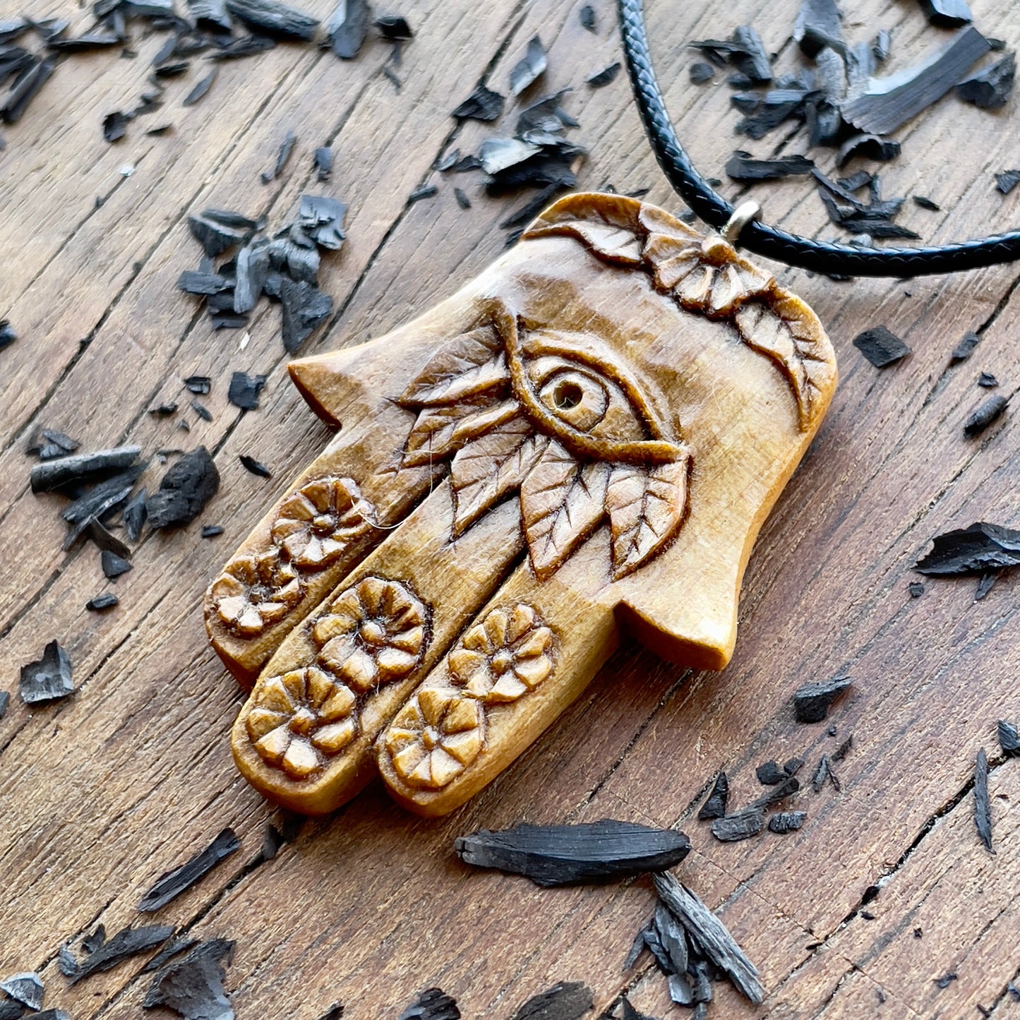 Hamsa Of Floral Design Pendant
