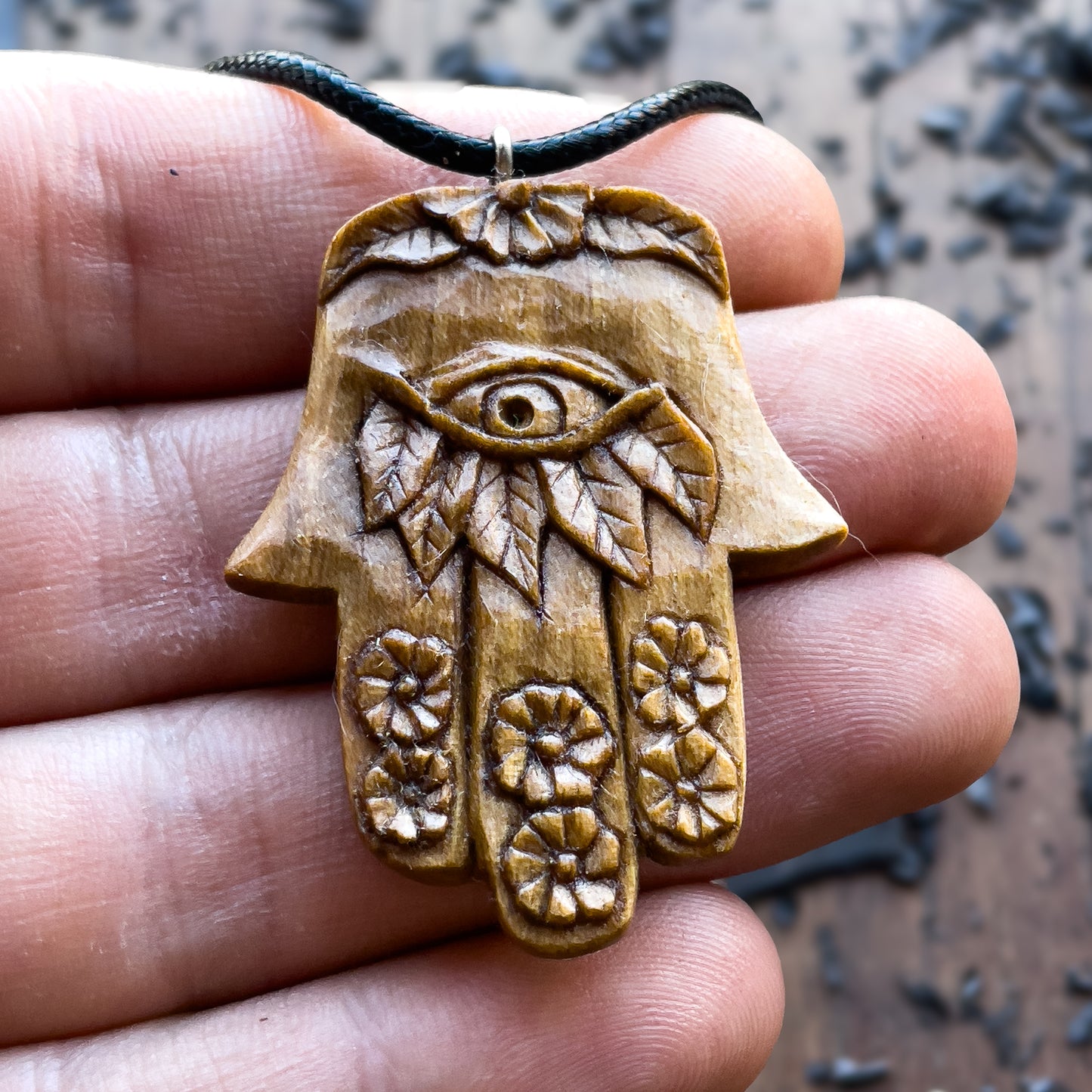 Hamsa Of Floral Design Pendant