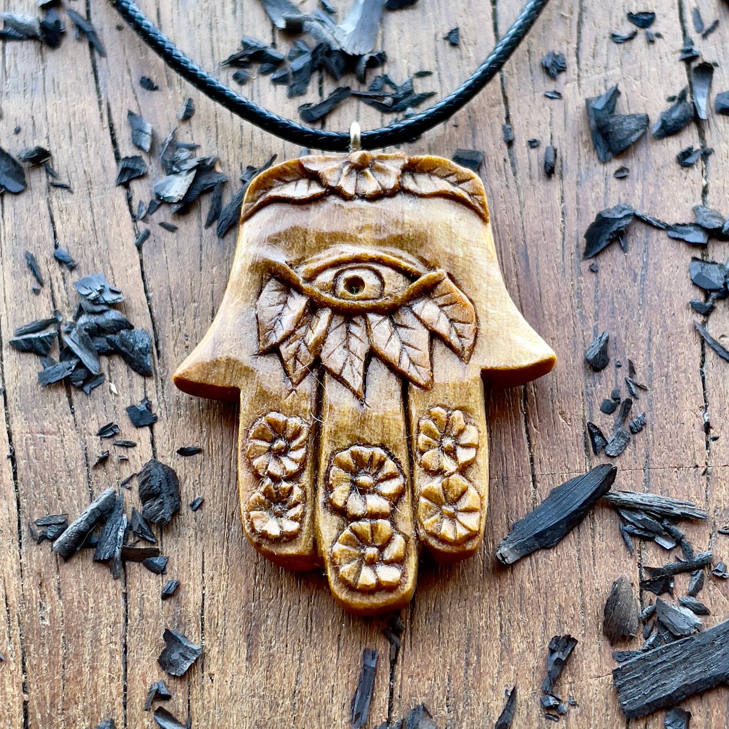 Hamsa Of Floral Design Pendant